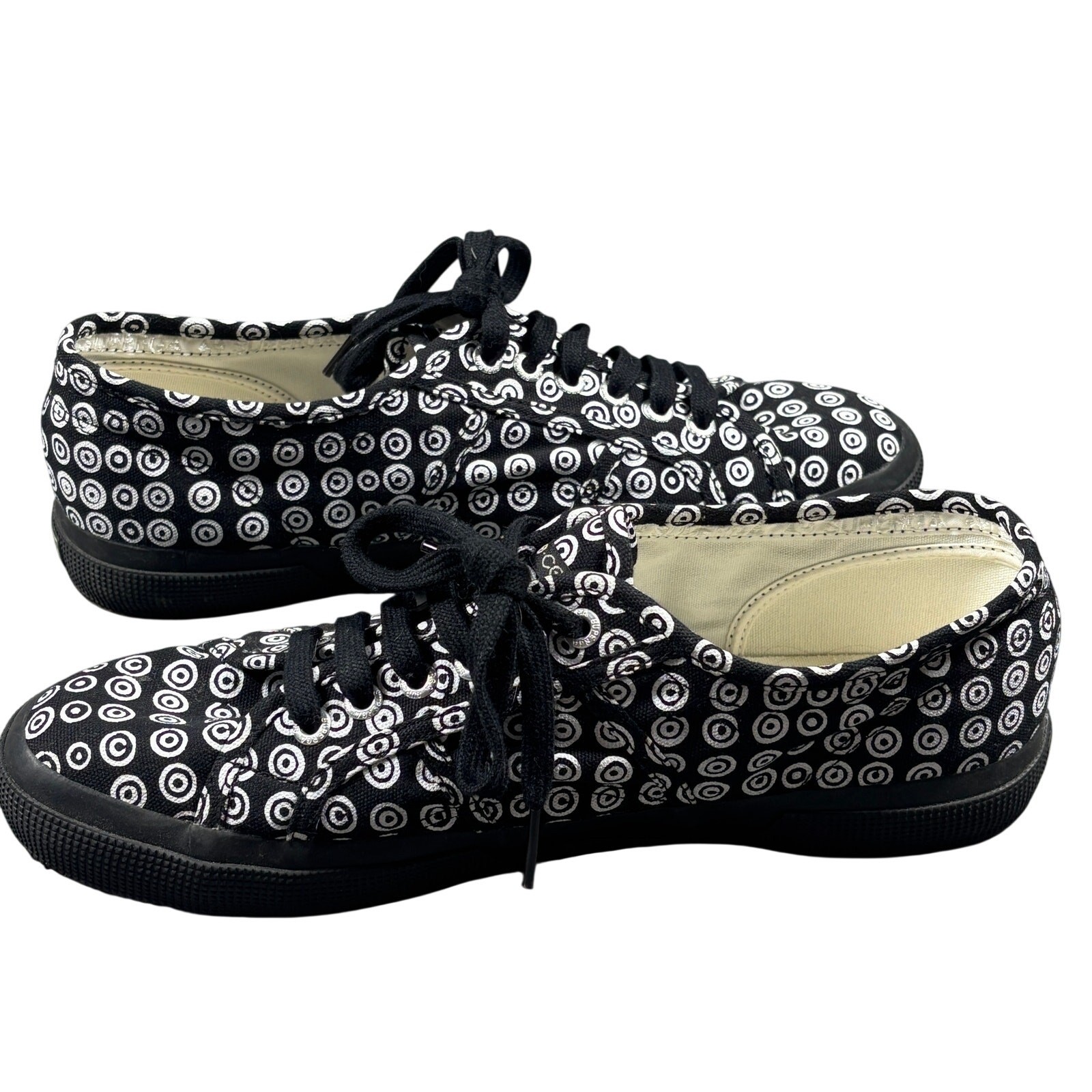 10 CORSO COMO x Superga Low Top Sneakers 10.5 Canvas Graphic Print Black White