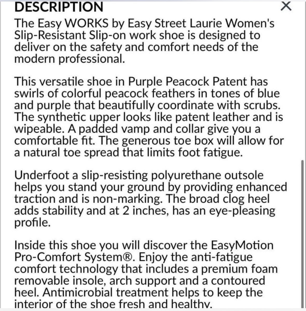 Easy Works by Easy Street Women’s Artisan Nursing Clog Size 8W Slip-On Peacock