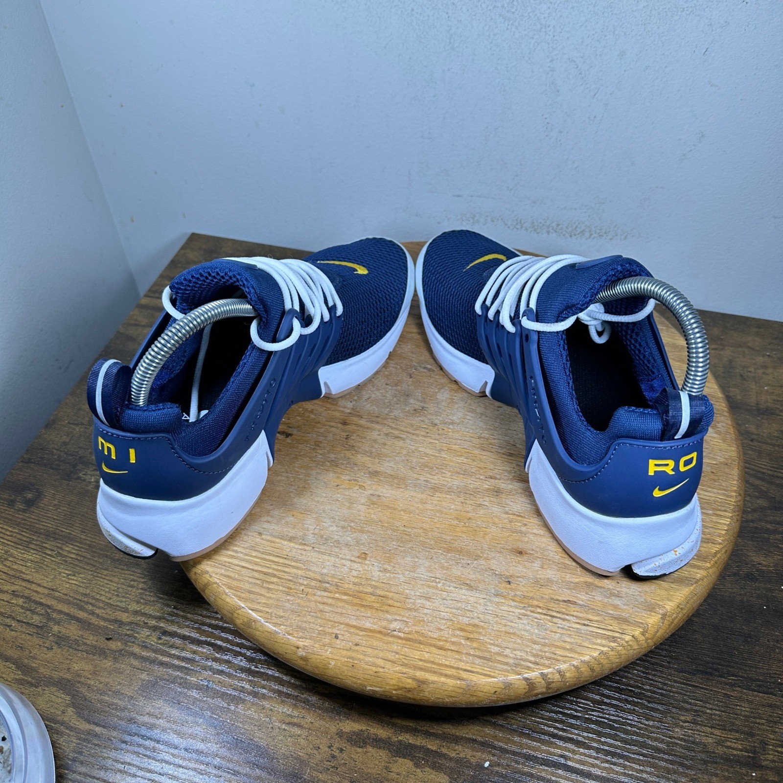Nike Air Presto Womens Navy Blue Yellow Mesh Running Shoes 846440-998 Size 9