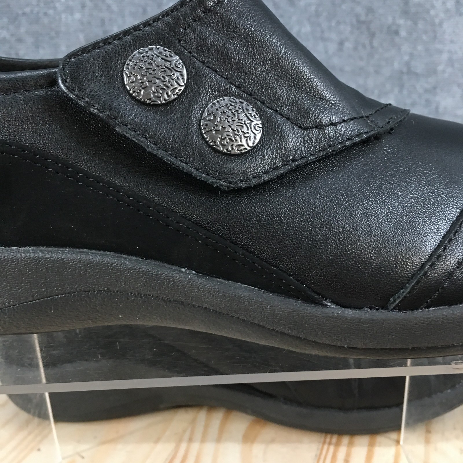 Ahnu Casual Shoes Womens 10 Karina Comfort Leather Slip On Walking Fit Black