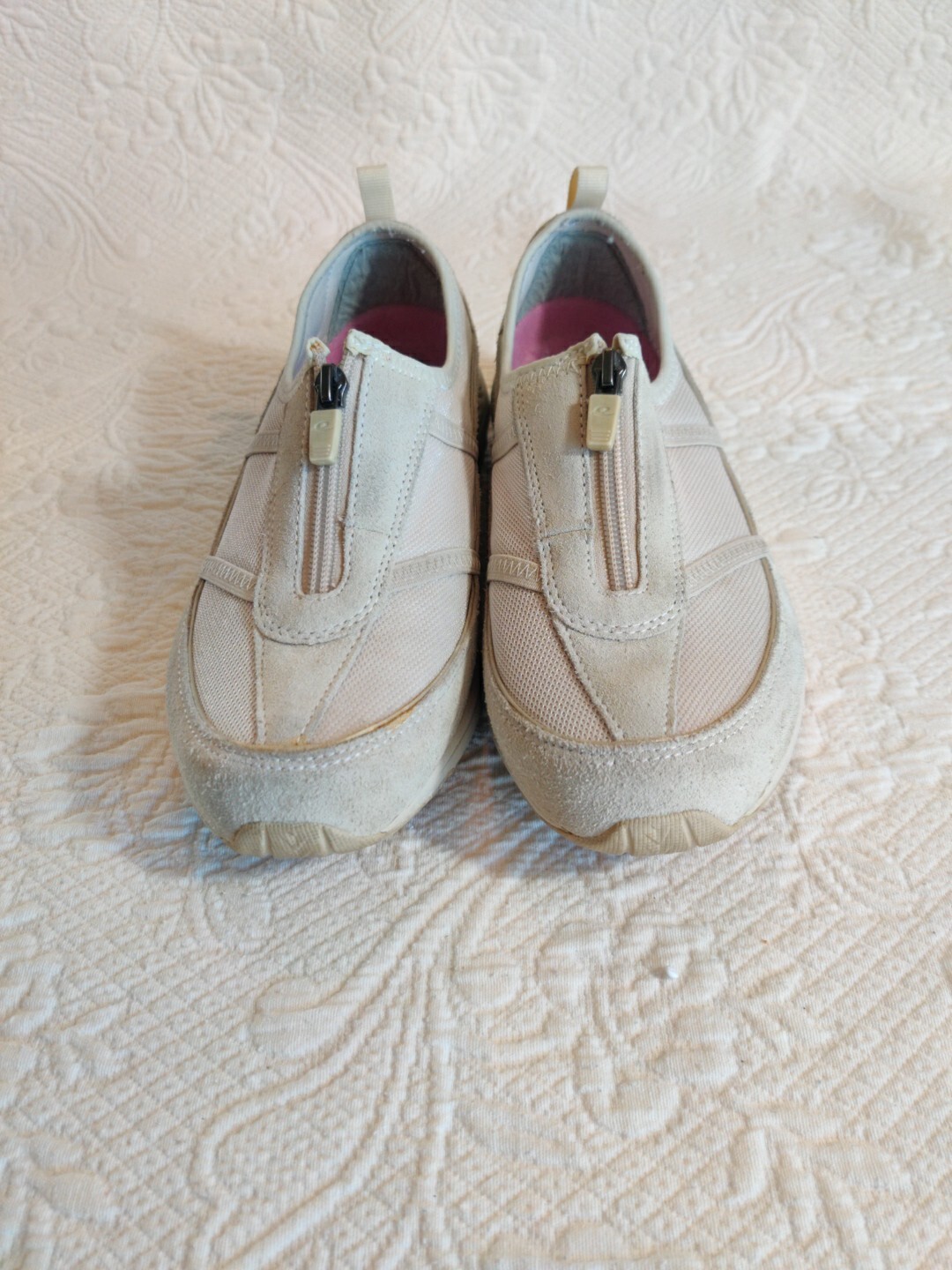 Easy Spirit Upper Leather Zipper Front Slip-on Athletic Activewear Shoes
