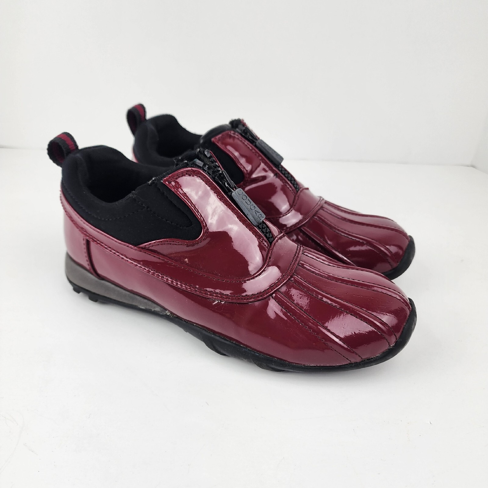 Cougar Howdoo Rain Patent Leather Shoes Zip Up Womens 6M Red Waterproof Comfort