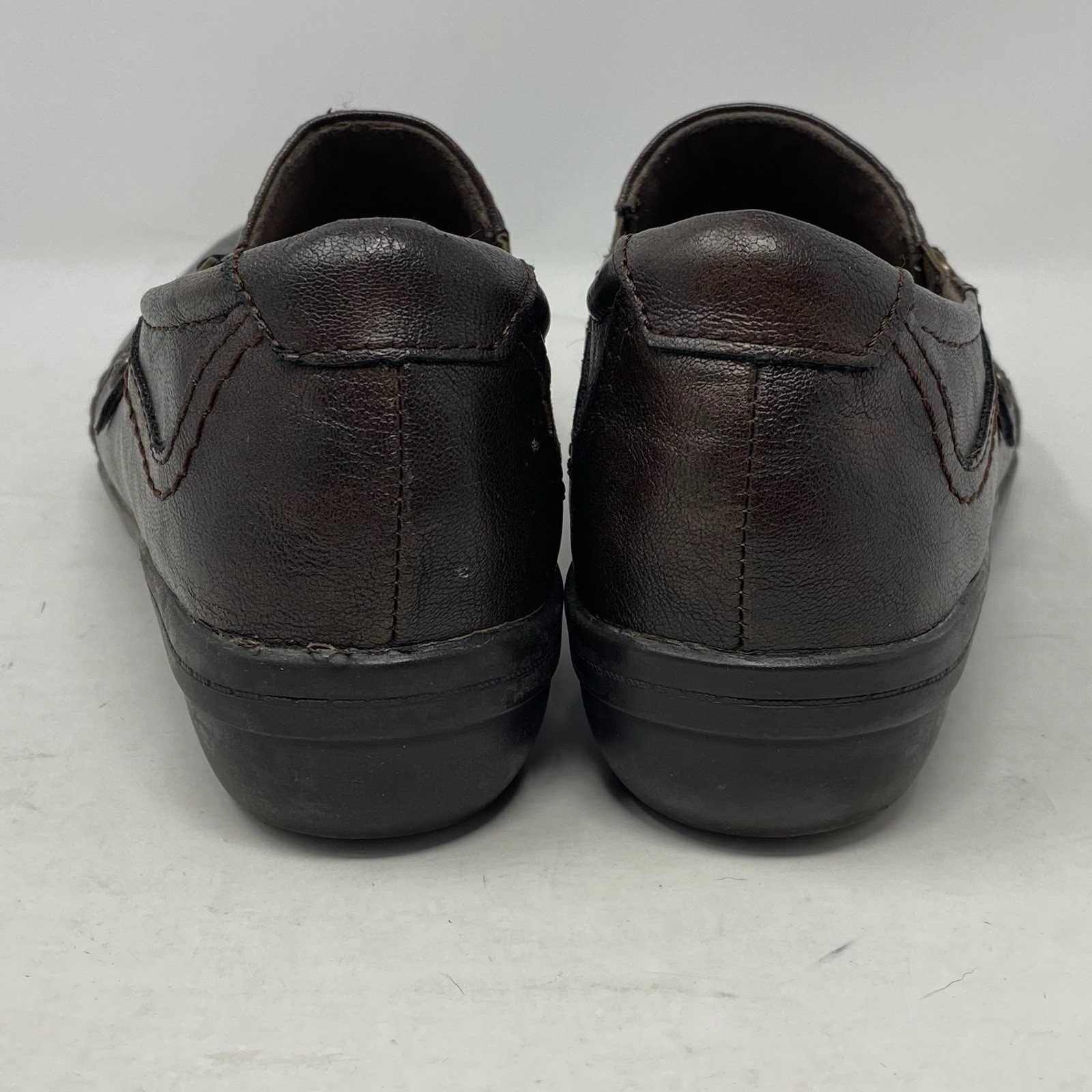 Earth Spirit Loafers Womens 9.5 Brown Faux Leather Comfort Slip On Gel Cushioned