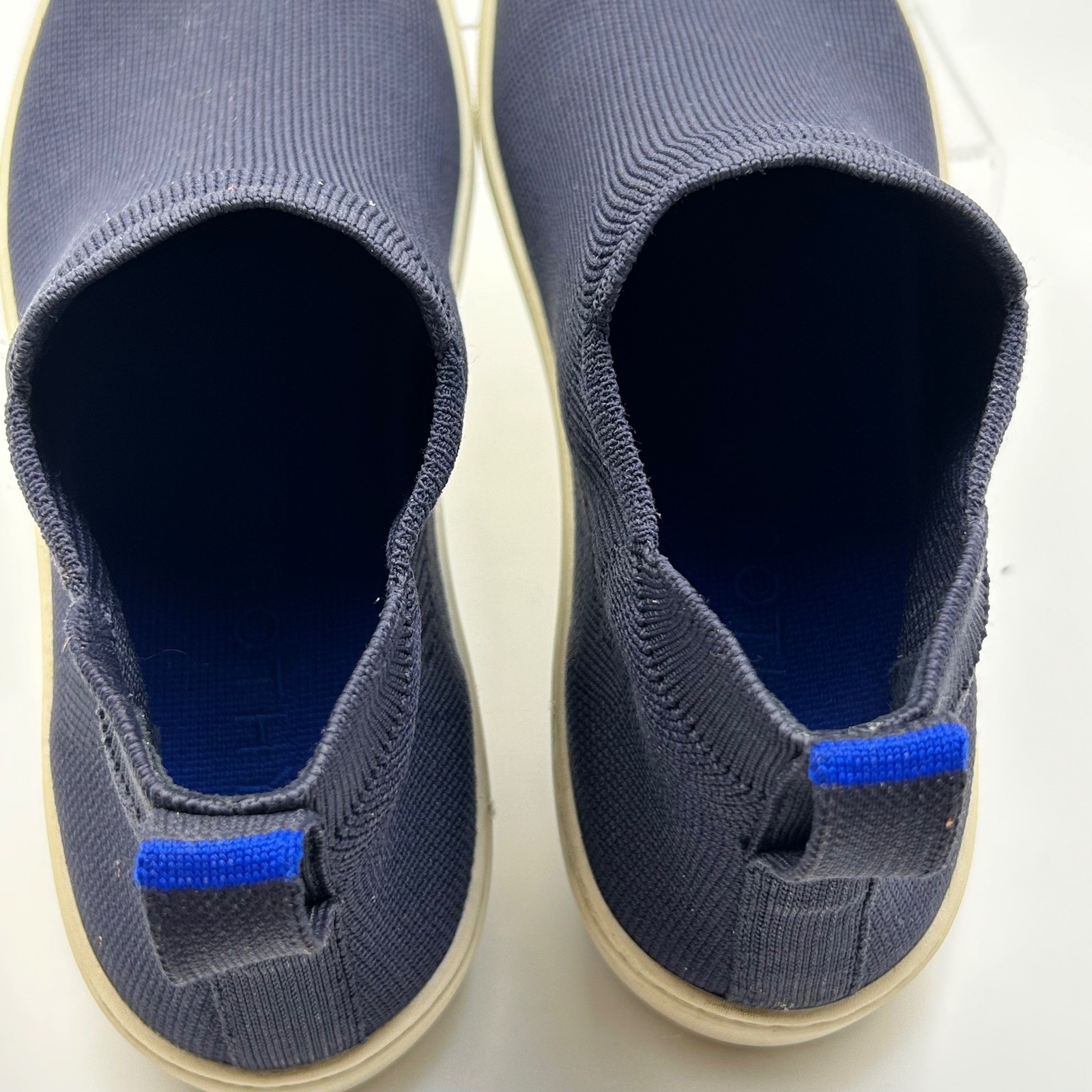 Rothy’s Chelsea Sneaker Women 9 Navy Blue Knit Slip On Sustainable Casual Comfor