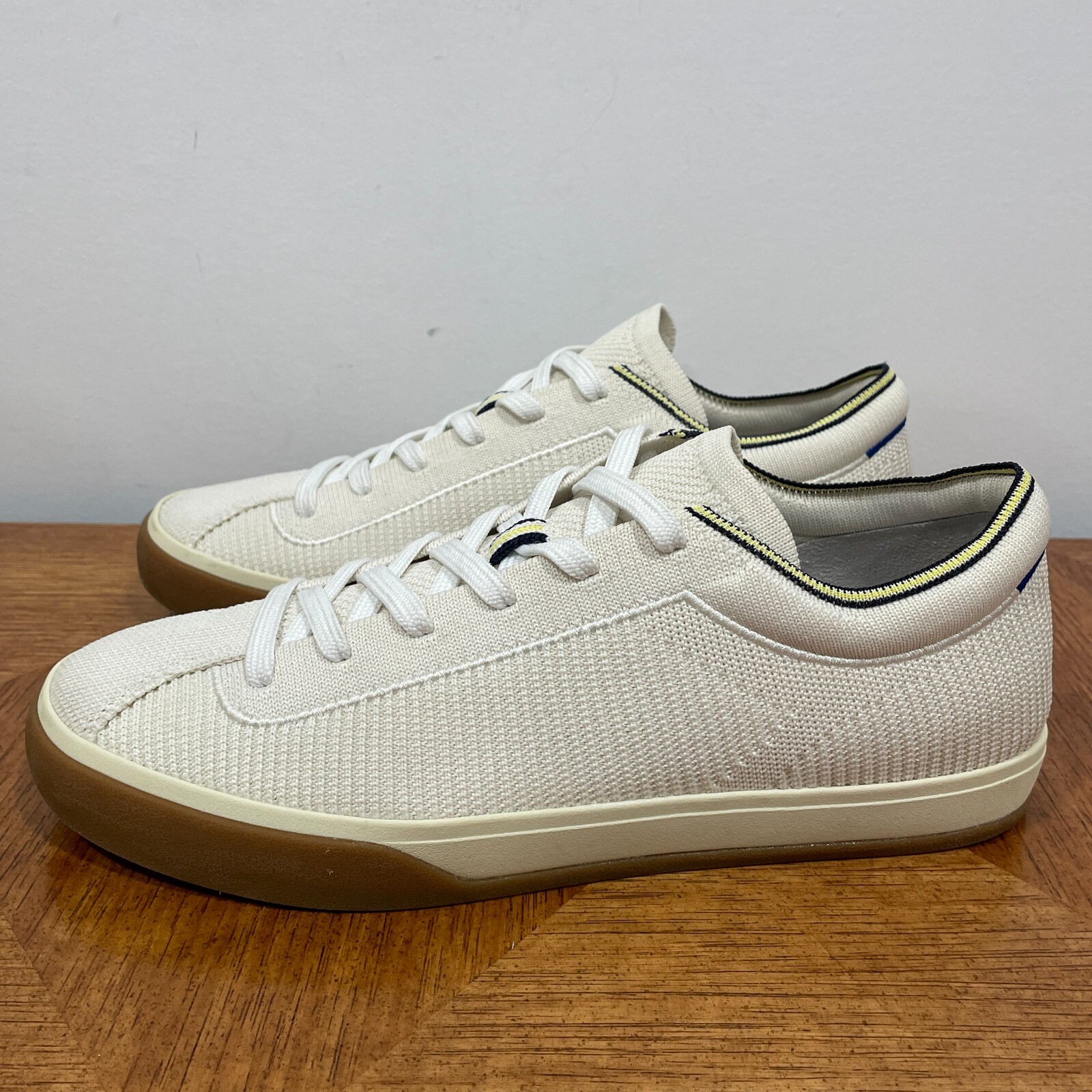 Rothy’s The Lace Up Sneaker Womens 9 Blonde Ivory Knit Comfort Low Top Shoes