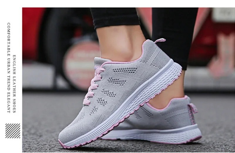 Women’s Fashion Sneakers Casual Walking Shoes Breathable Flats White Gym Style