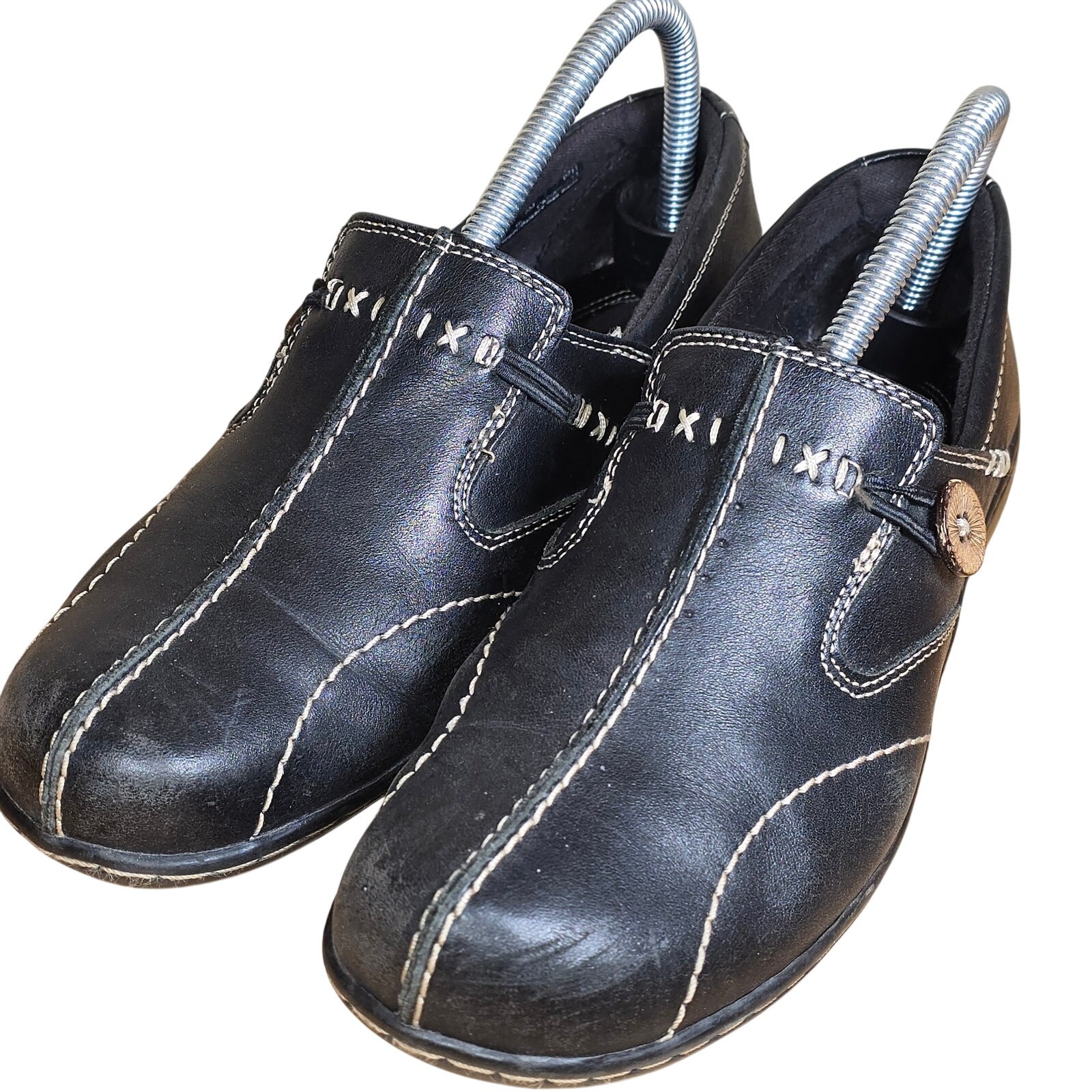 Clarks Un Loop Womens Leather 35062 Slip On Shoes Loafers Black Size 7 M Black