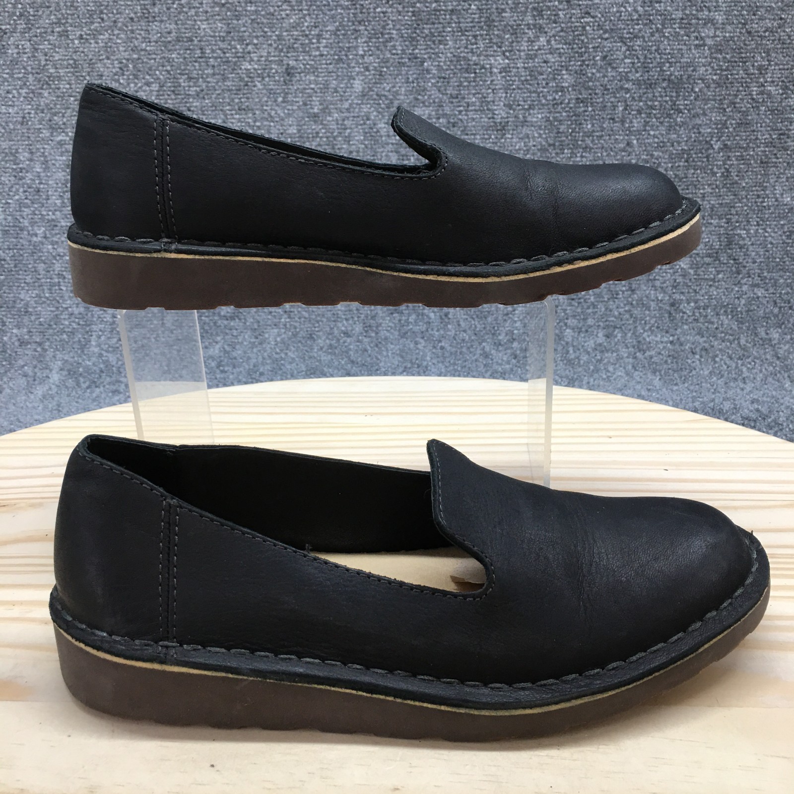 LL Bean Shoes Womens 7 M Stonington Slip On Loafers Black Leather Casual 507146