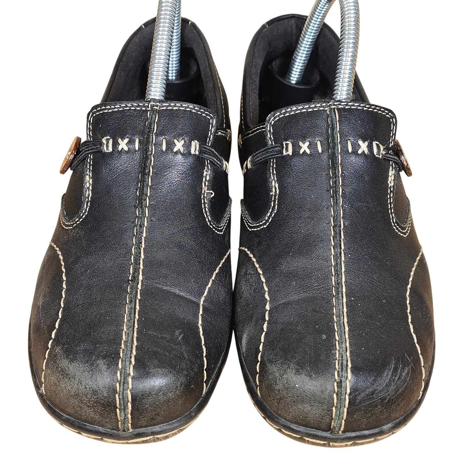 Clarks Un Loop Womens Leather 35062 Slip On Shoes Loafers Black Size 7 M Black