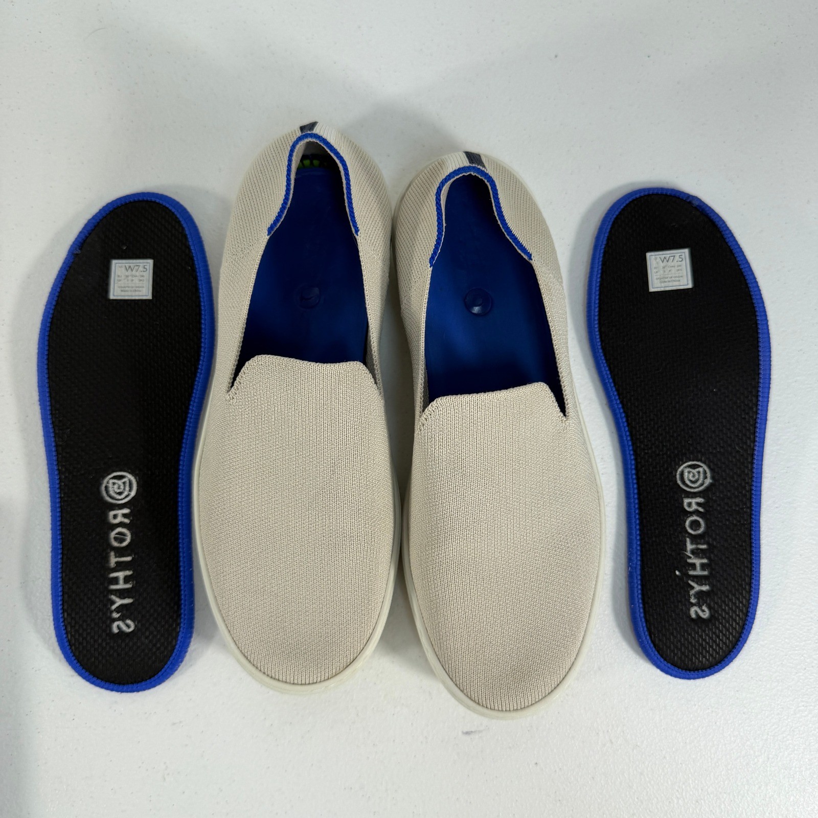 Rothy’s 7.5 Sneakers The Original Slip-On Sustainable Knit Washable Sand Beige