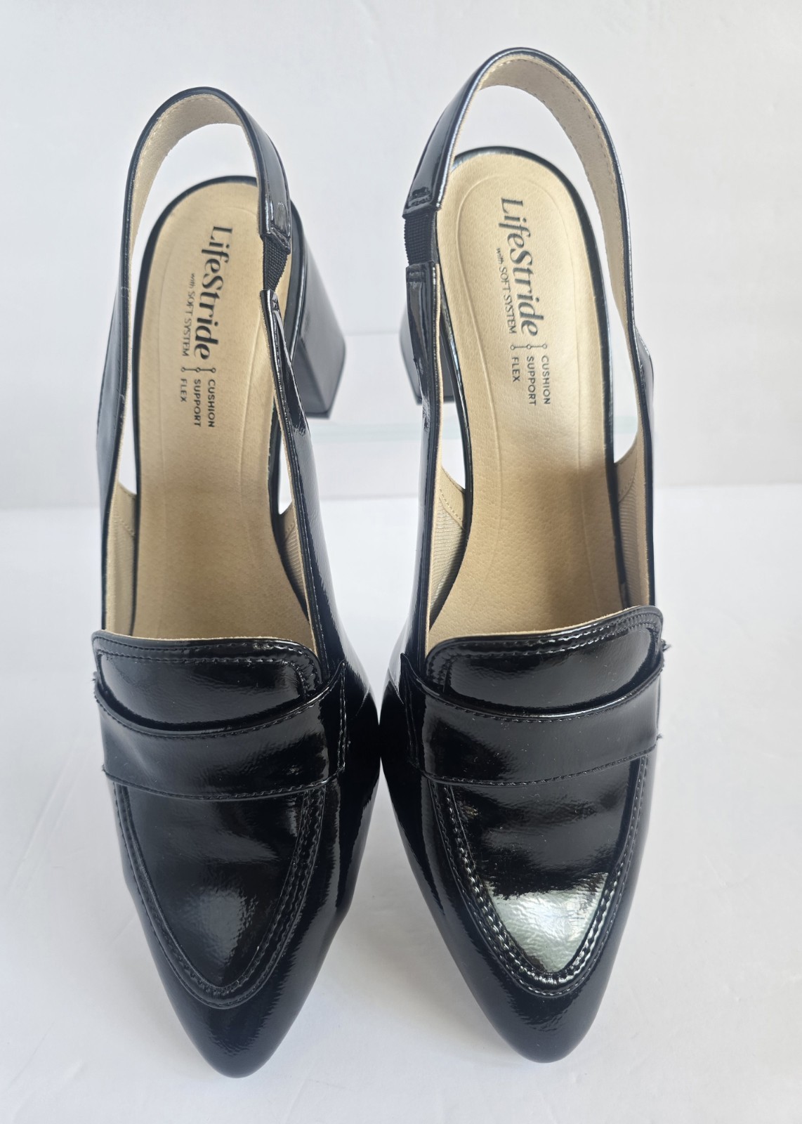 LifeStride Angel Pointed Toe Comfort Block Heel Slingback Pumps Size 7 Wide NIB