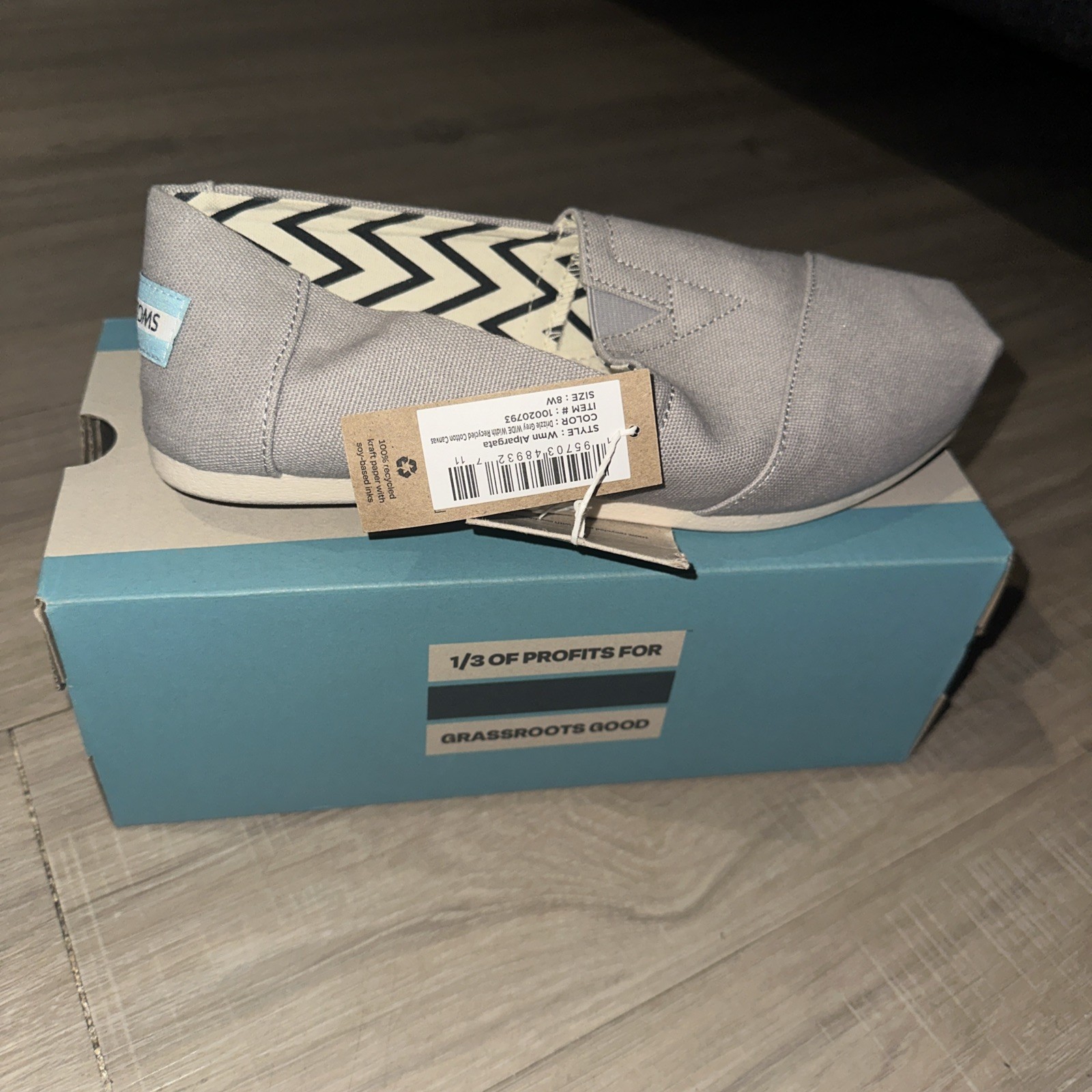 Toms Alpargata Resident 2.0 Sneakers Womens Size 8 Grey Felt Fall Winter Shoes