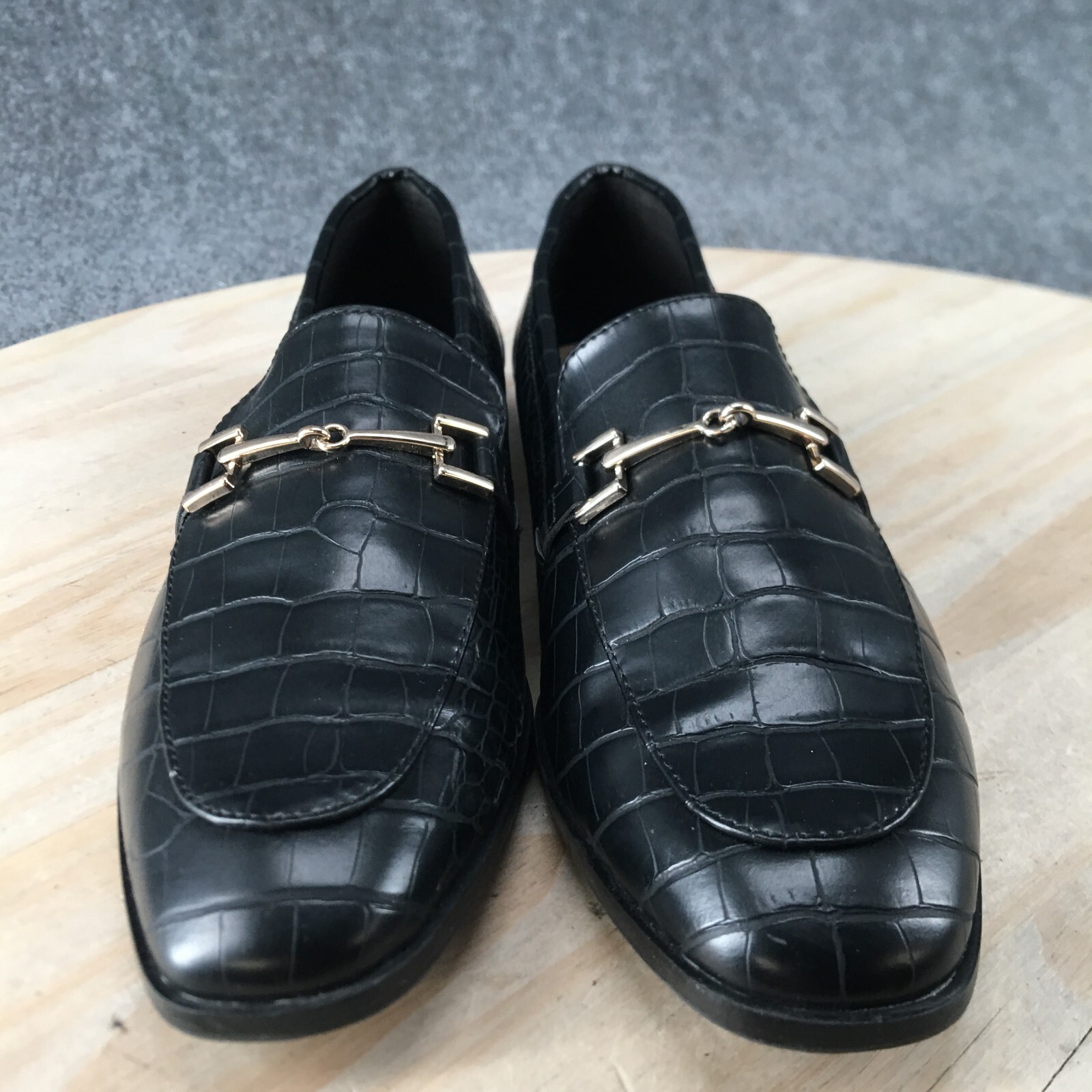 H&M Shoes Womens 9 Bit Loafers Black Faux Leather Almond Toe Casual Comfort
