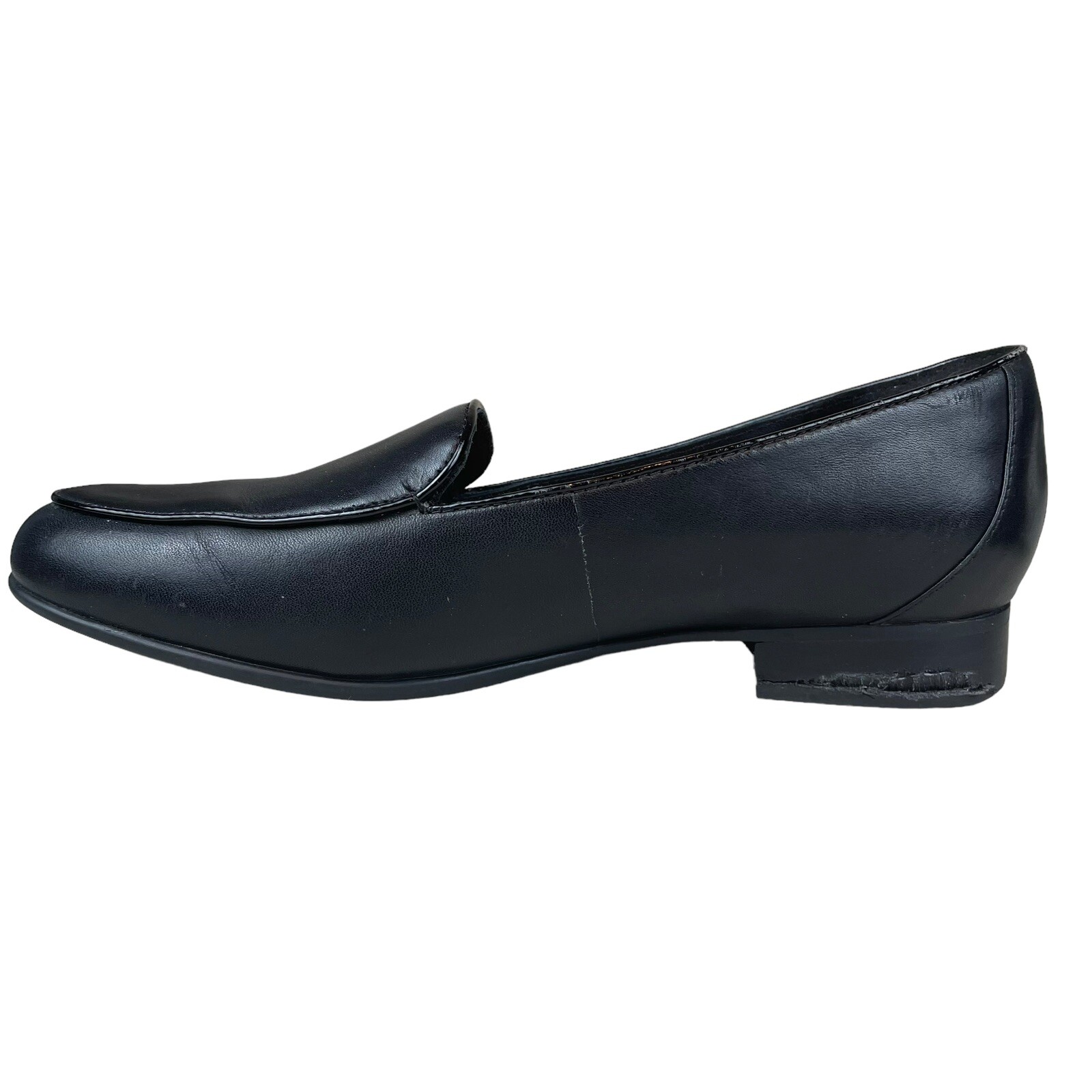 Clarks Unstructured Women’s 7 M Slip On Loafer Black Leather Flat Comfort 15764