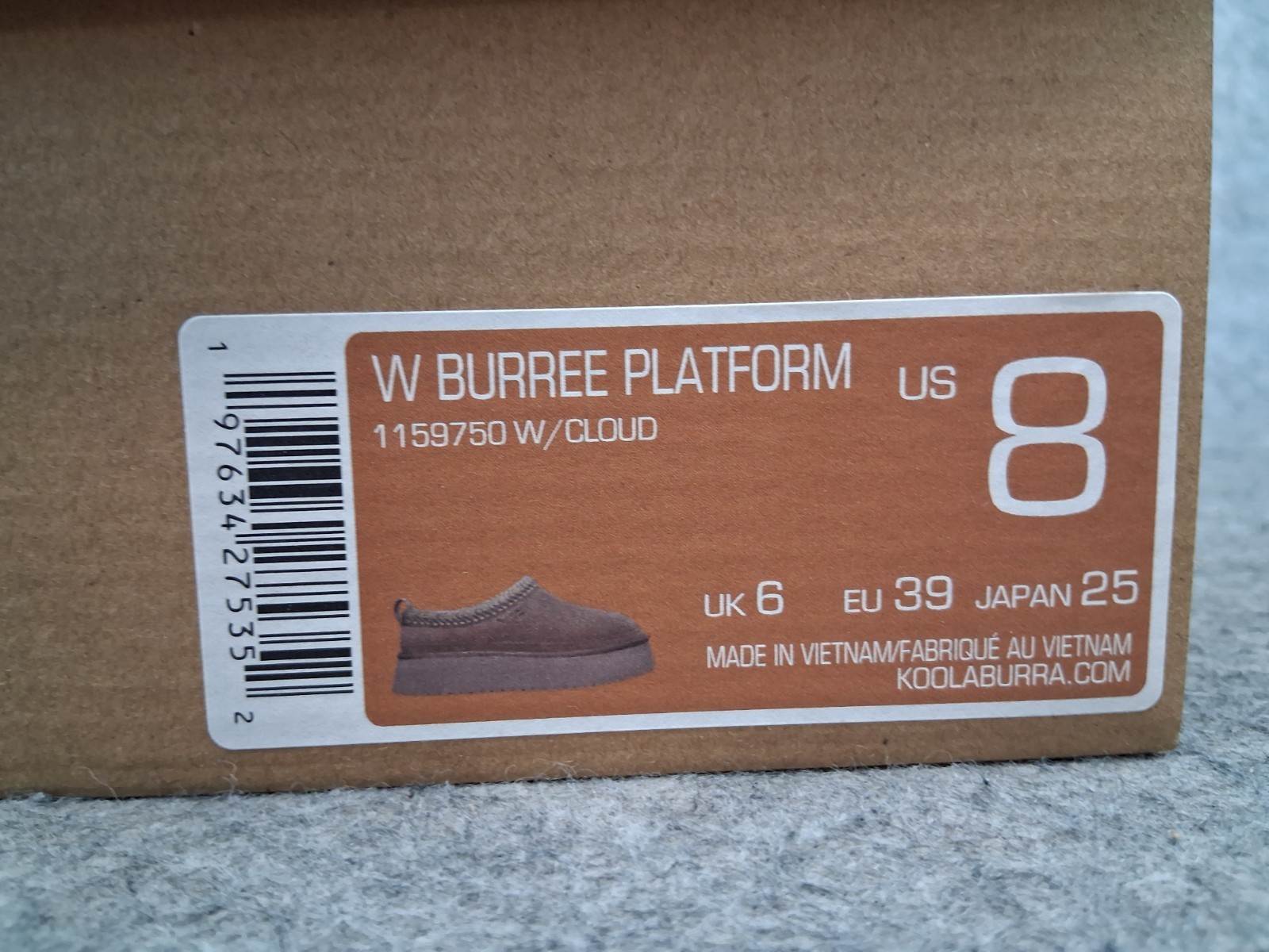 UGG Womens Burree Platform Size 8 Womens with Cloud 1159750 Gray