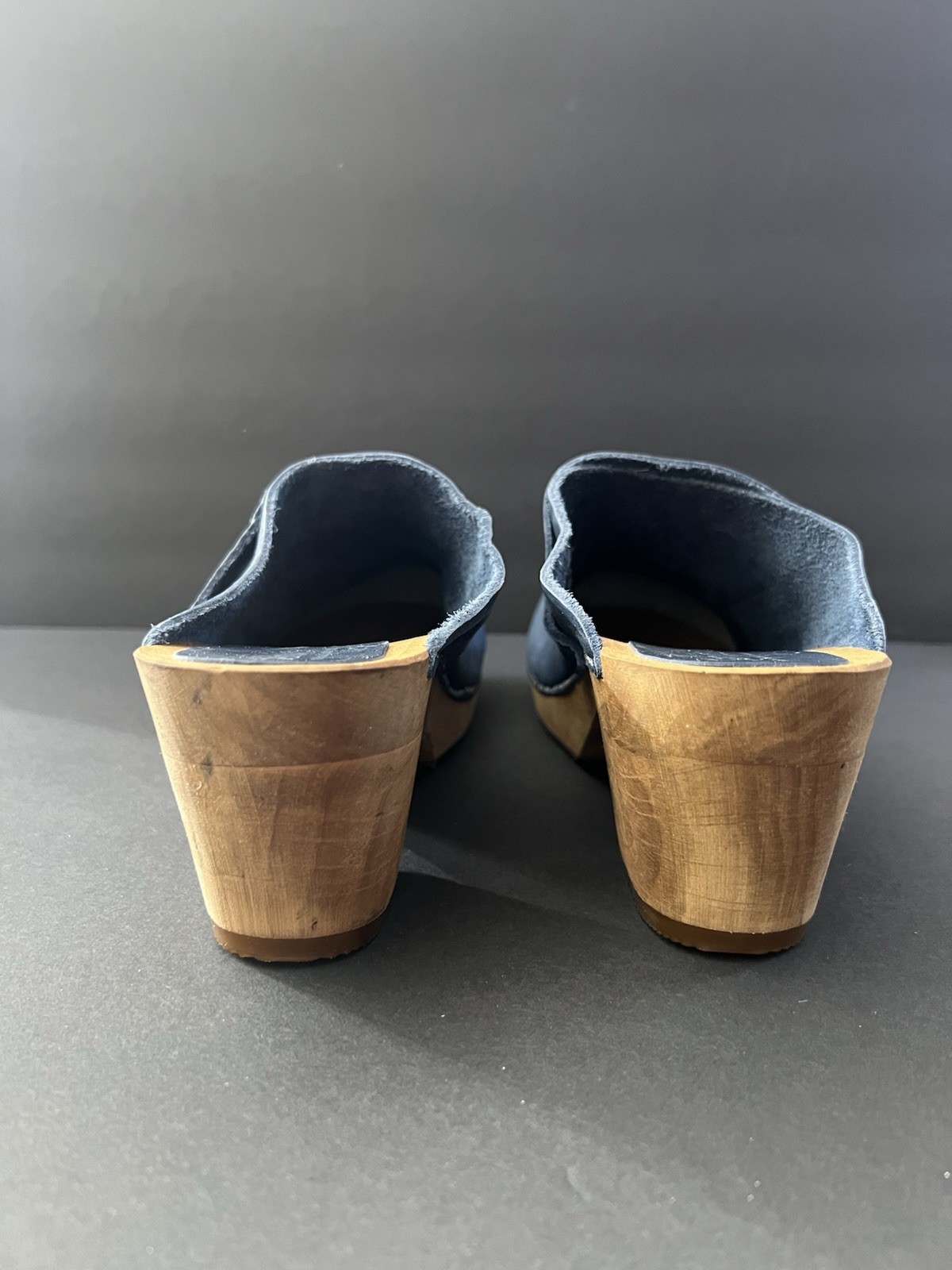 Sanita The Original Danish Clogs Blue Nubuck Open Back Clogs- Size41