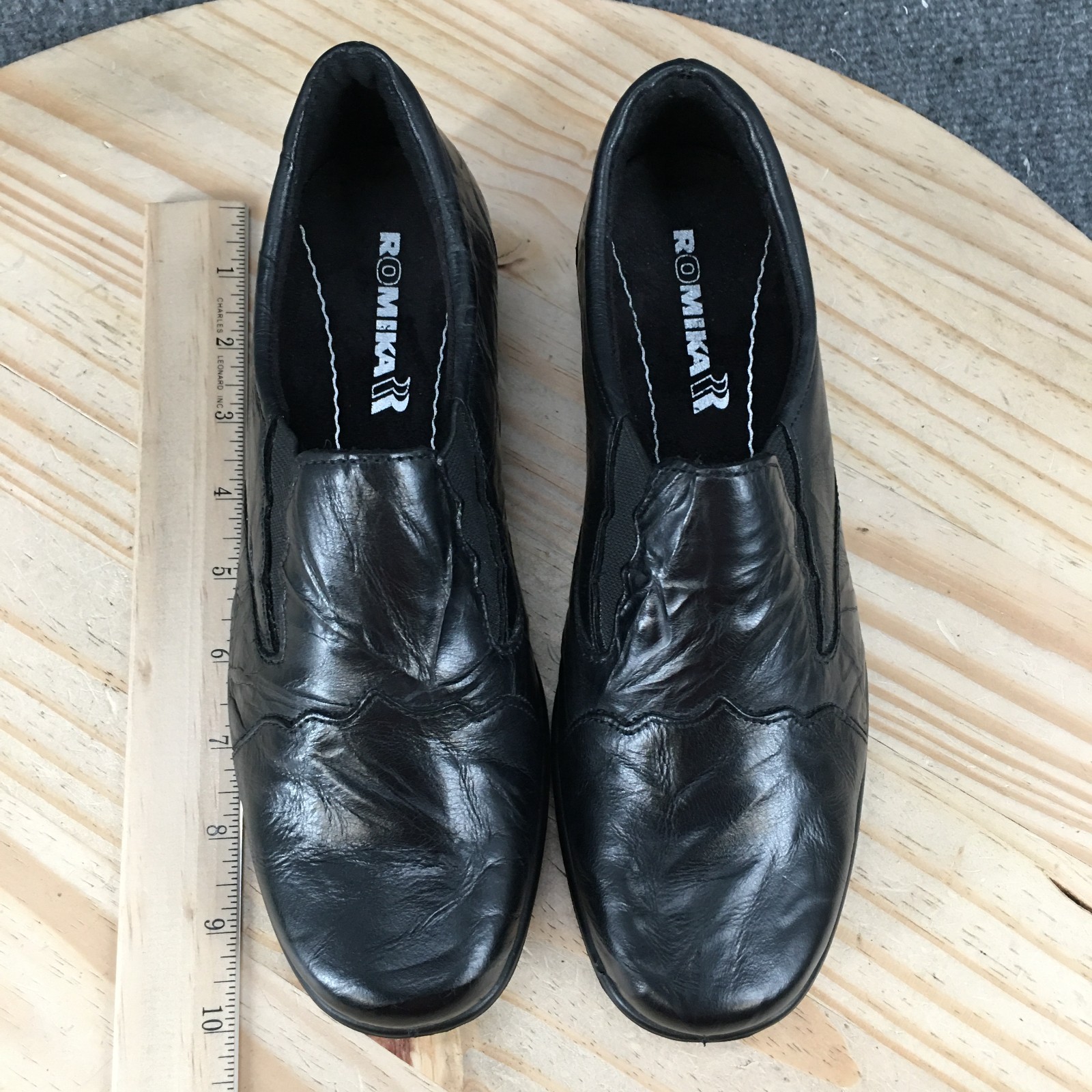 Romika Cassie 24 Shoes Womens 37 Loafer Slip On Casual Comfort Low Top Black NEW
