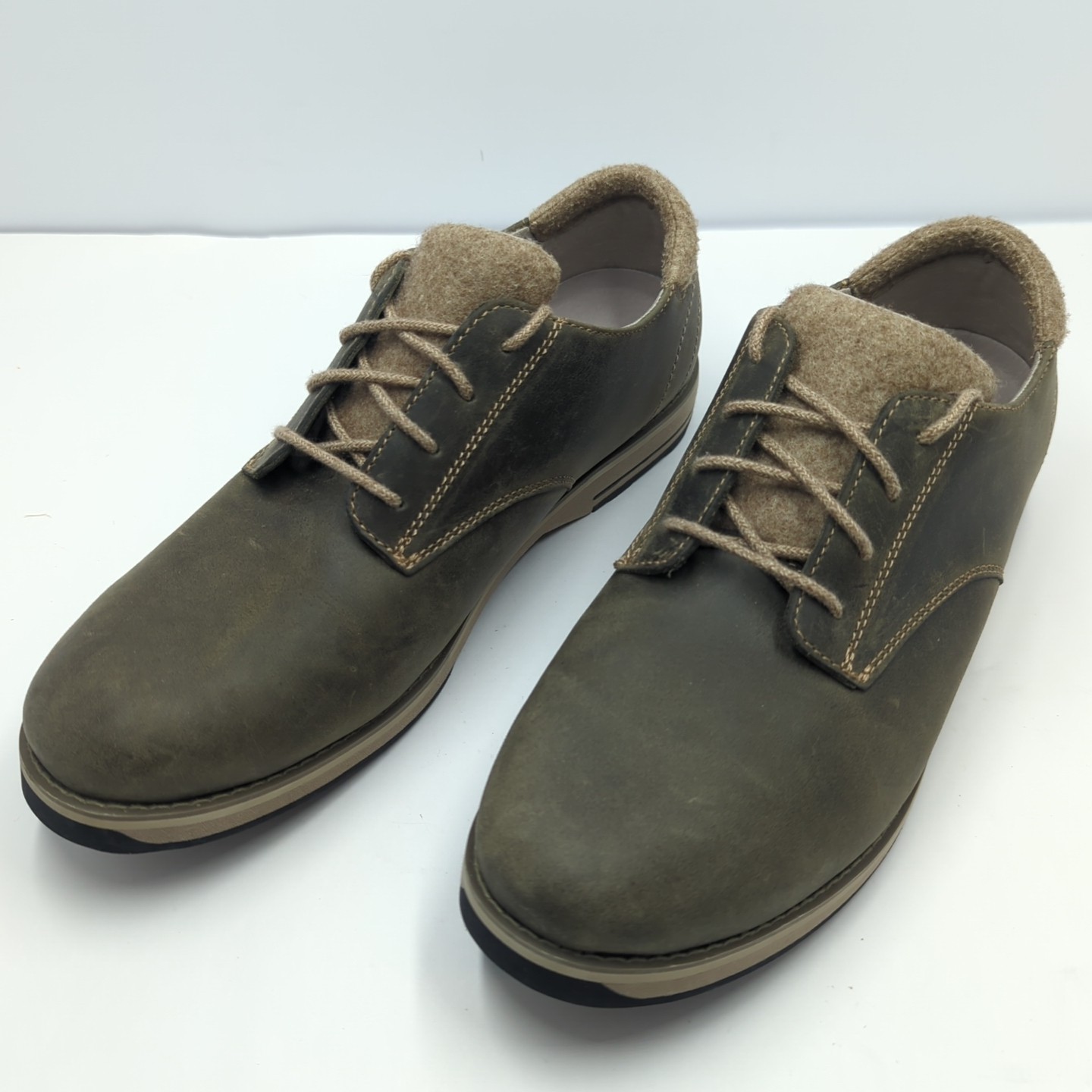 LL Bean Leather Comfort Shoes Size 10 Medium Wool Trim Womens Fall Winter Oxford