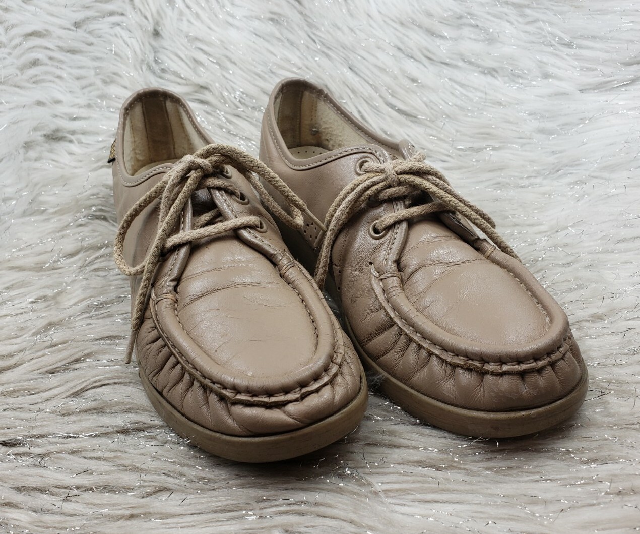 SAS Handsewn Beige Leather Moc Casual Comfort Shoes Size 7 S
