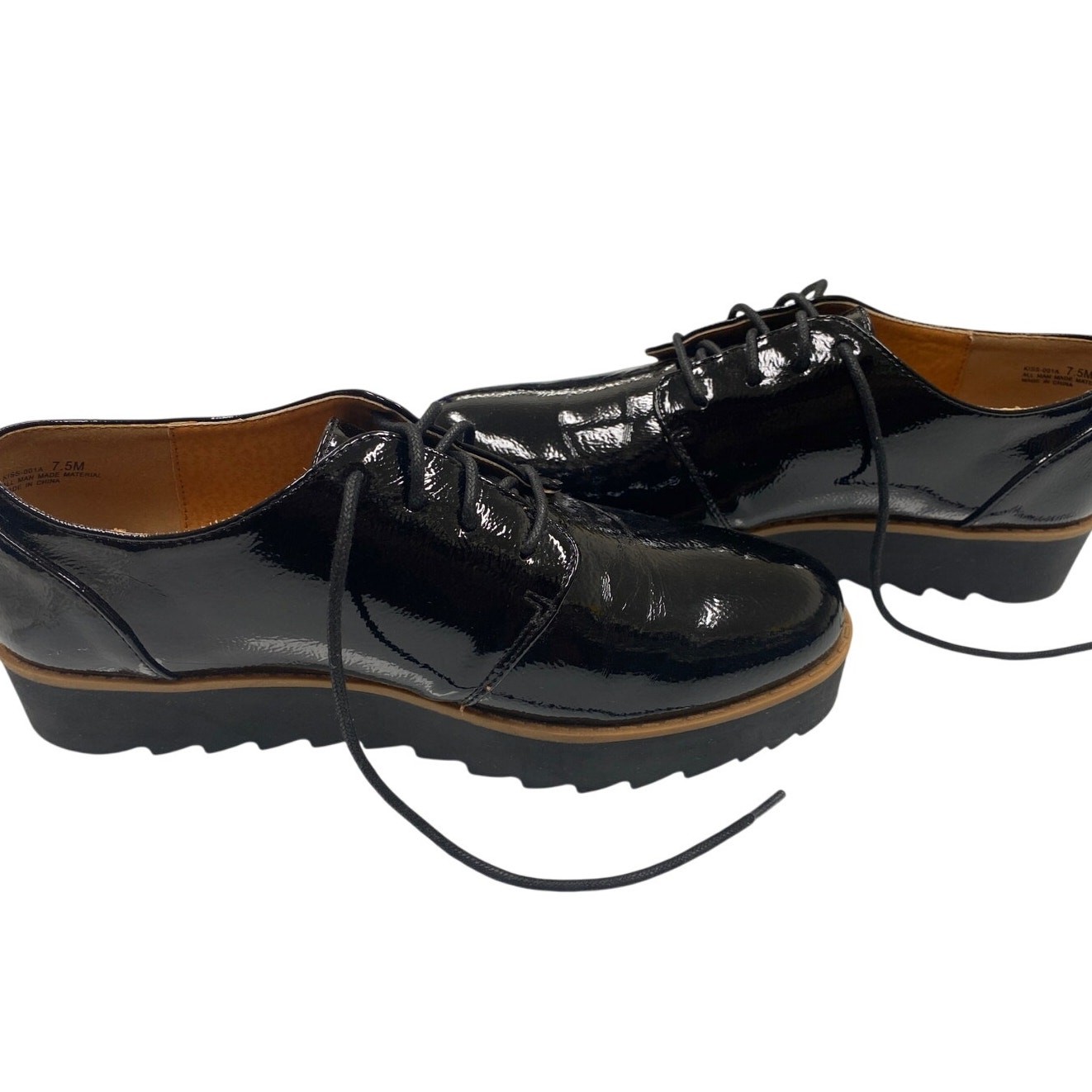 Chinese Laundry Kiss 001A Black Patent Platform Oxfords Men 7.5M Unisex