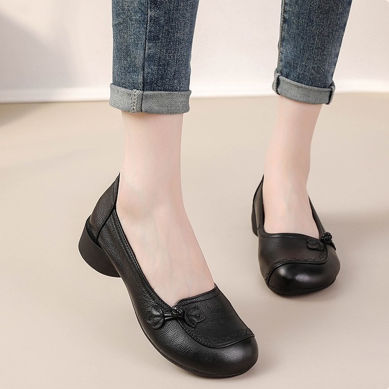 Women Slip On Loafers Vinatge Knot Low Heel Comfort Casual Working Mom Shoes