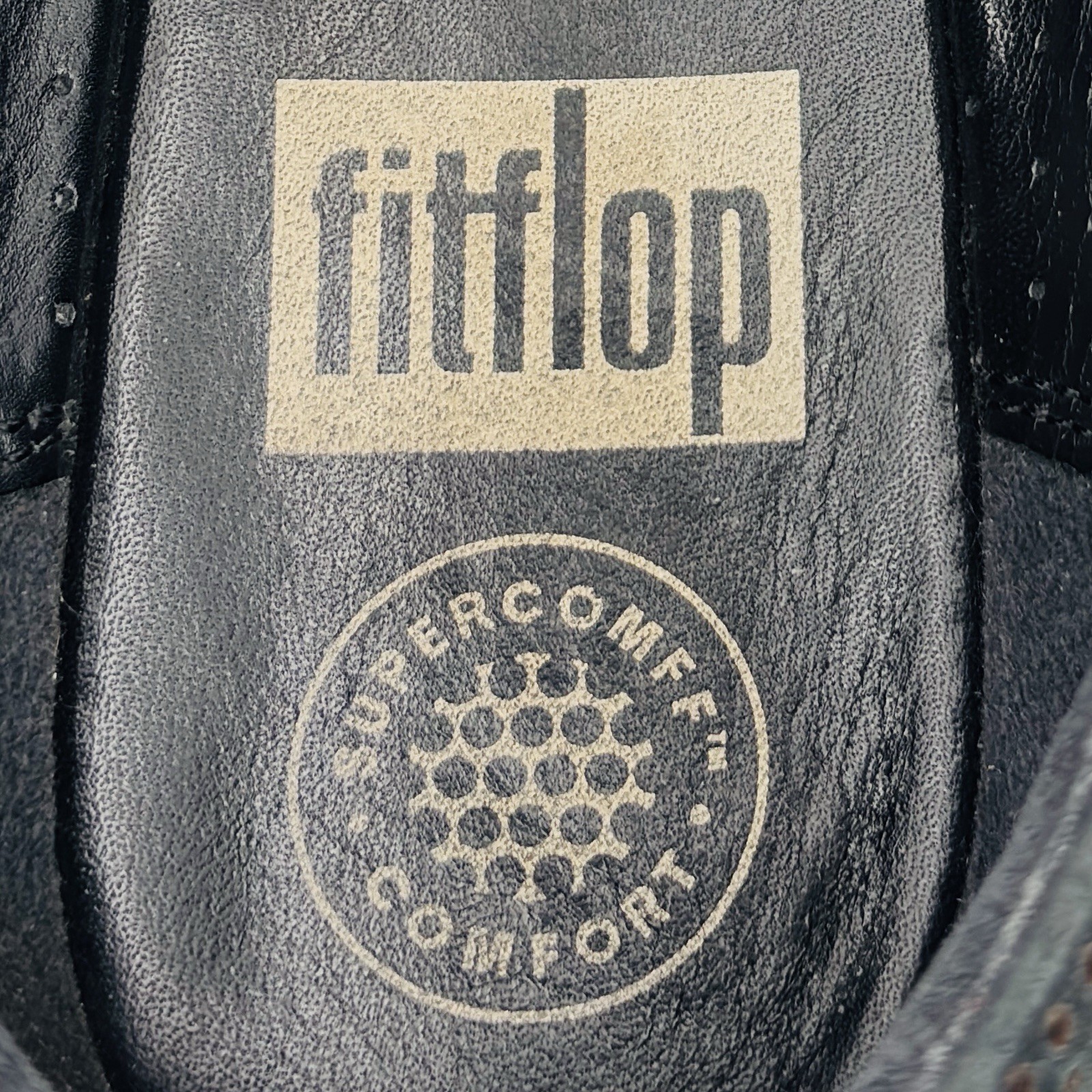 Womens 9 FitFlop SuperSkate Slip On Black Leather Loafers Shoes C27-001