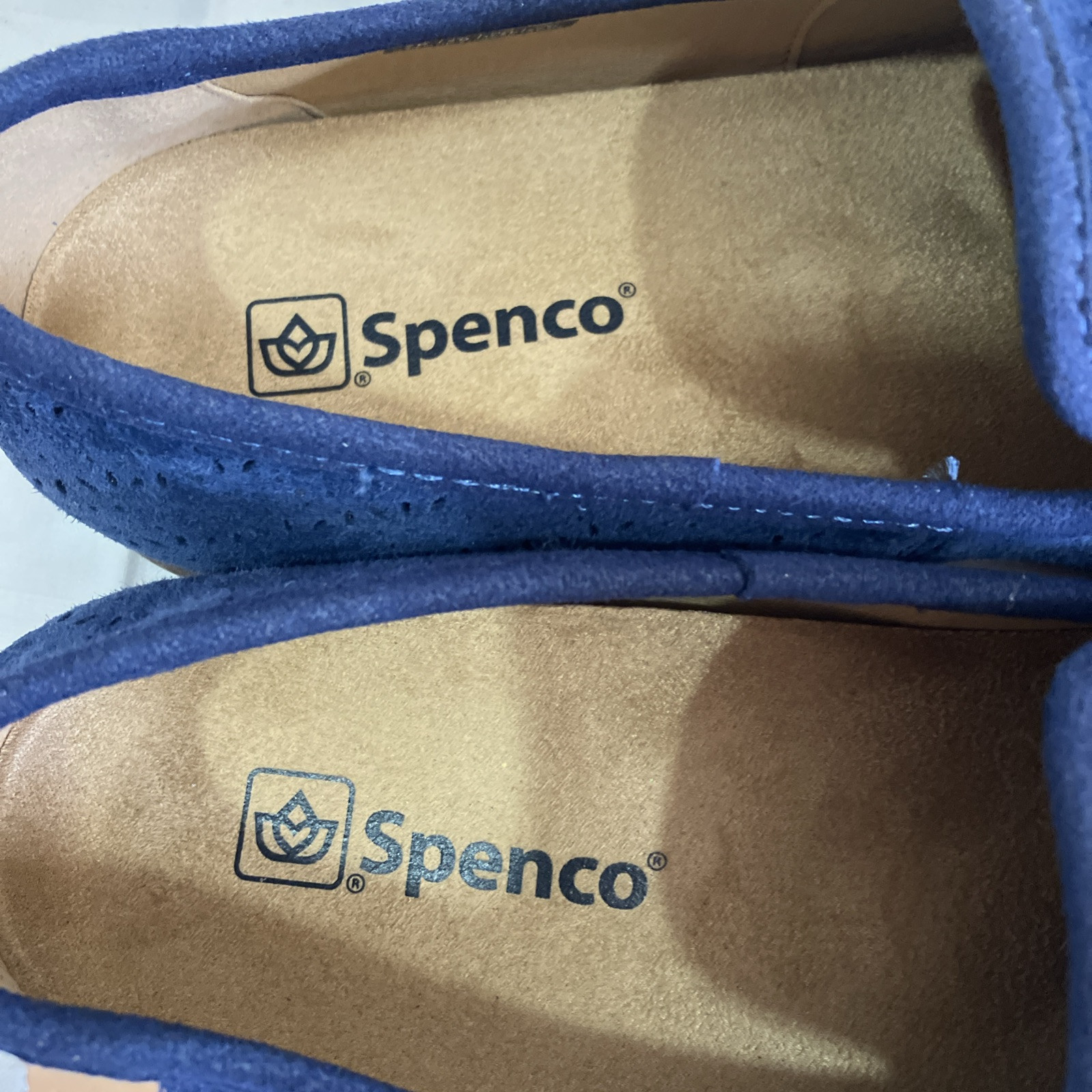 Spenco Women’s Orthotic Bailey Ballet Slip-on Flat Peacock Blue Suede Leather 7D