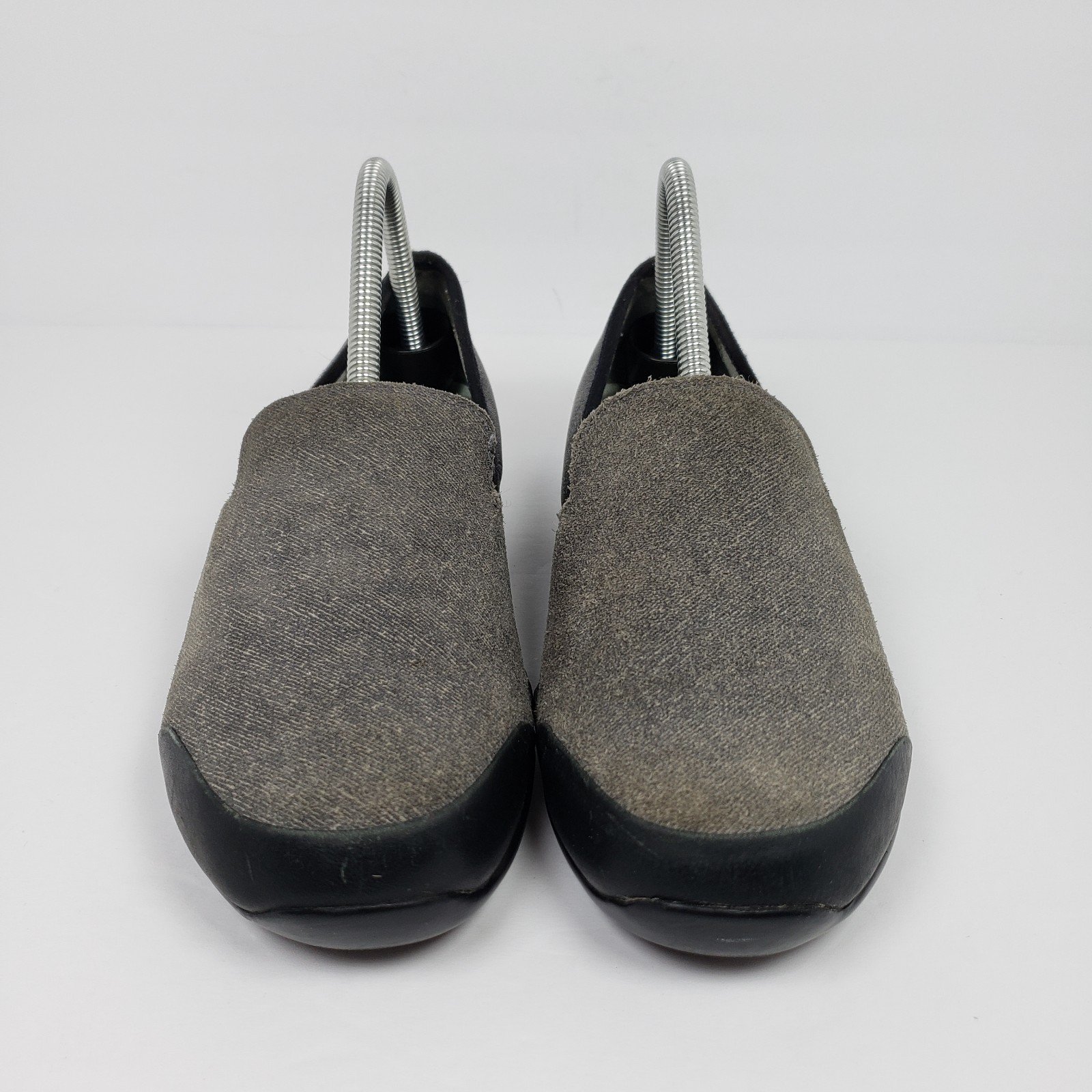 Ahnu Penny Pro Womens Size 8.5 Gray Black Suede Leather Slip On Loafer Shoes