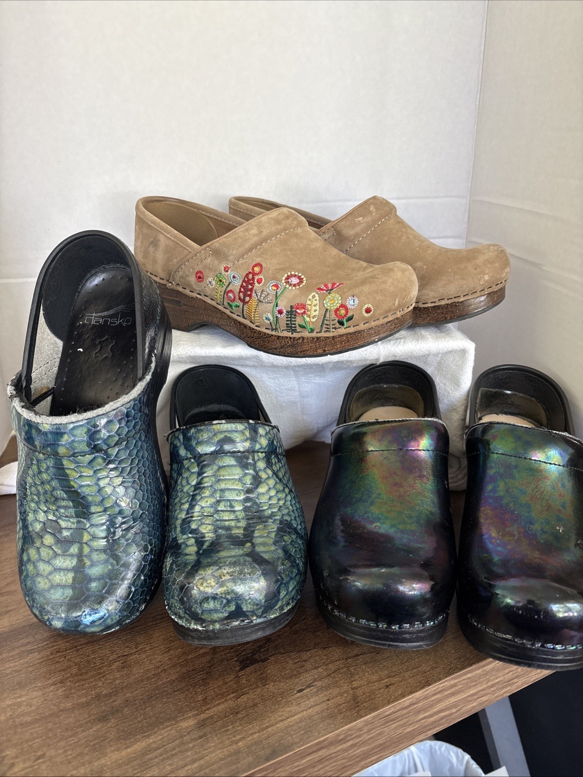 3 Pairs Of Womens” Dansko Clogs Shoes Size 37/6.5 Pre-owned See Pics