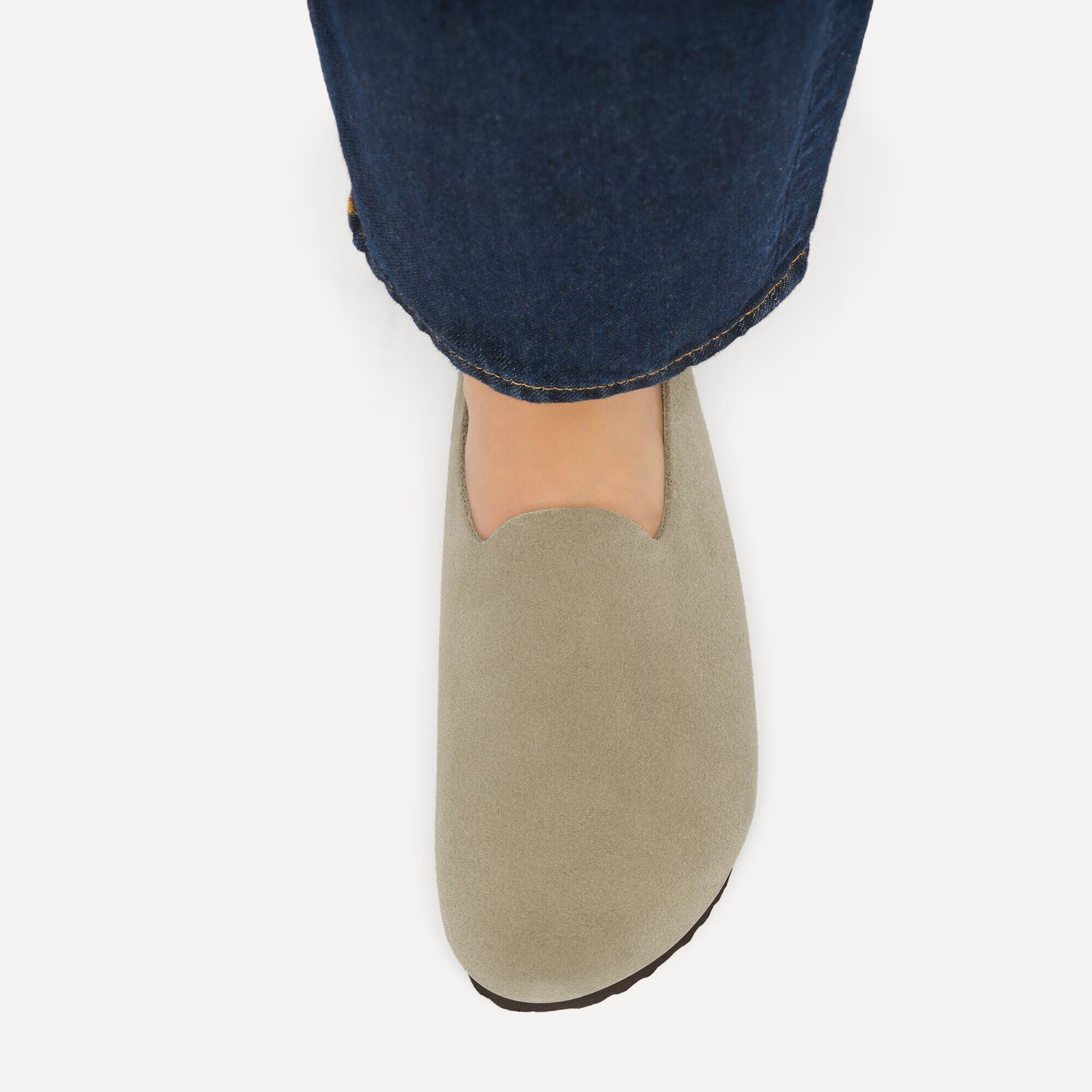 BIRKENSTOCK AMSTERDAM WRAPPED TAUPE MEDIUM/NARROW WIDTH SUEDE CLOGS CLOSED SLIPP