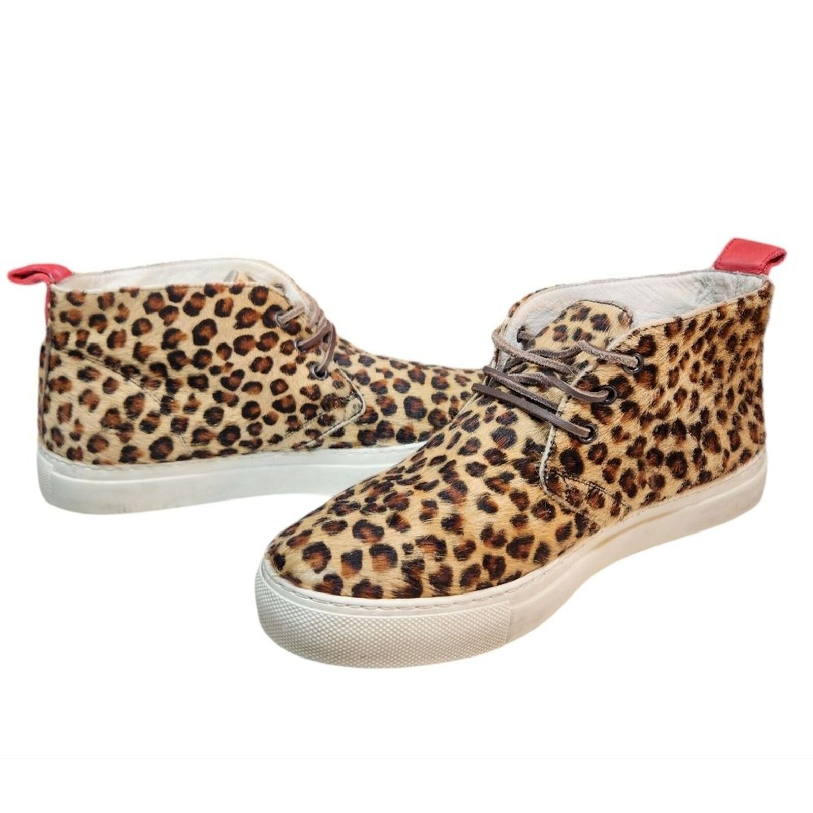 Del Toro Leopard Pony Hair Chukka Sneakers Anthropologie 7 Italian