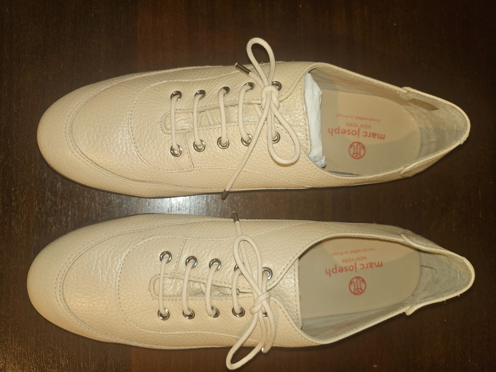 Marc Joseph Hampton Golf All Leather Oxfords Lace Up Shoes Beige Size 11