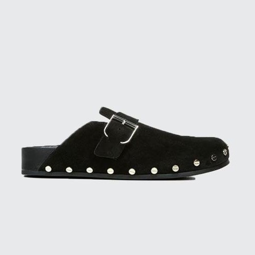 Veronica Beard Fern Clog Mule Black Suede Studded Slip On Womens 8 Boho Designer