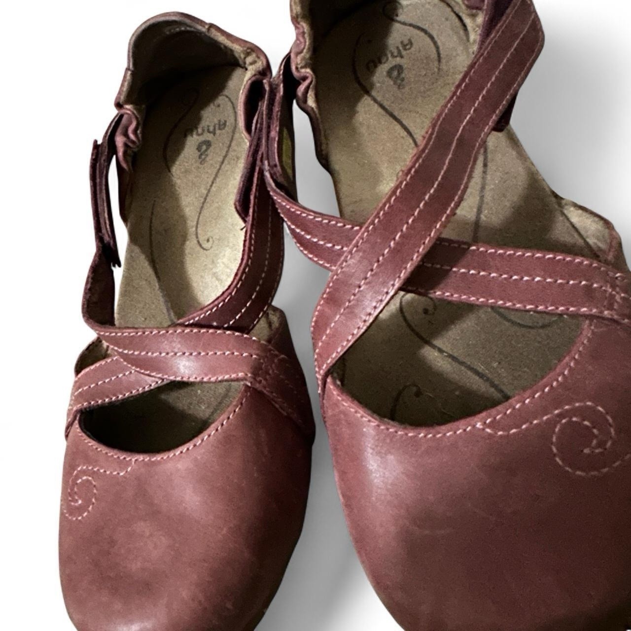 Ahnu Karma Latitude Leather Shoe Burgundy Women’s Size 6 Yoga Gorpcore Boho