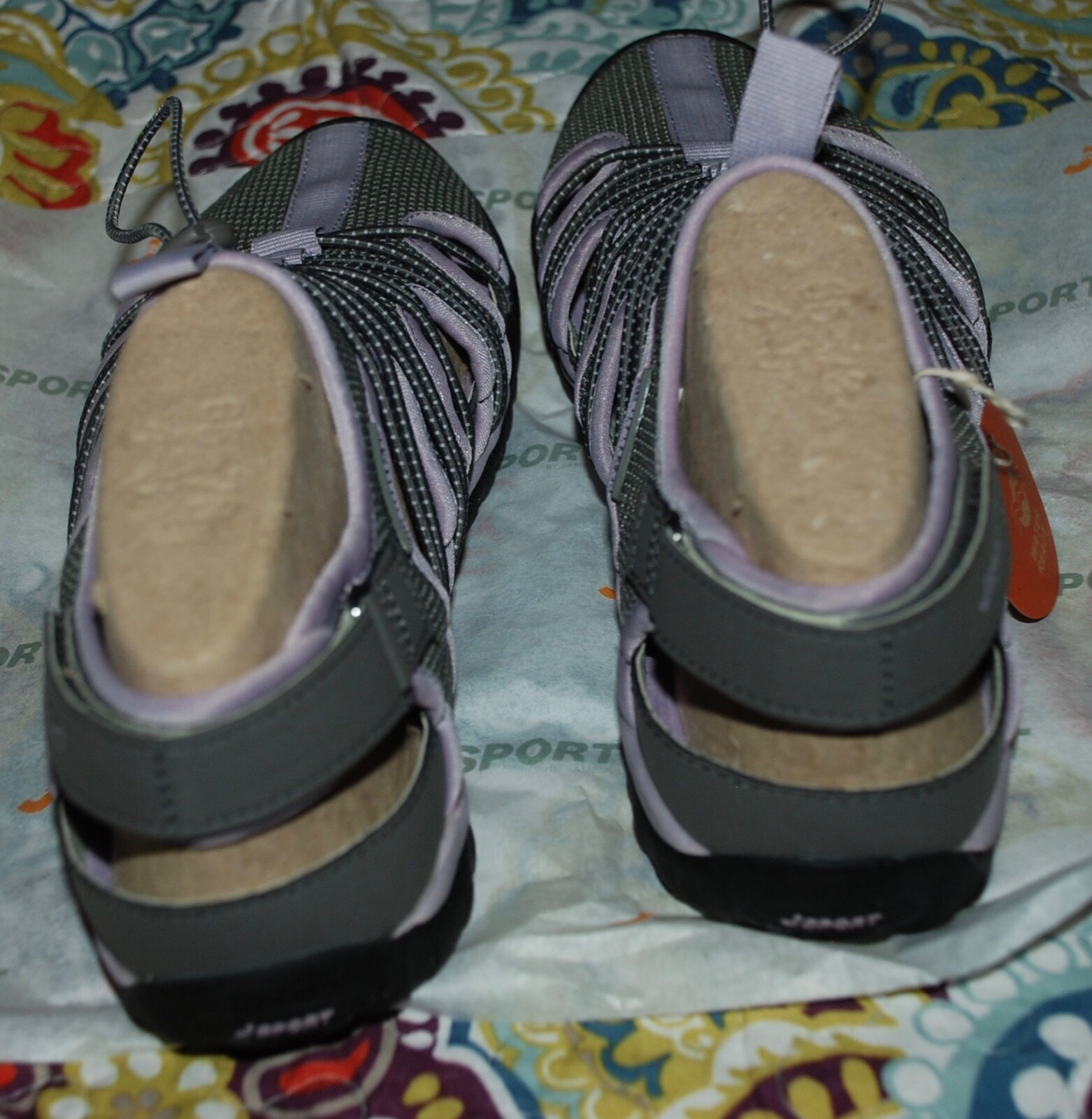 8 Women’s JSport by Jambu Dark Gray/Orchid Newbury Water Ready Fisherman Sandal