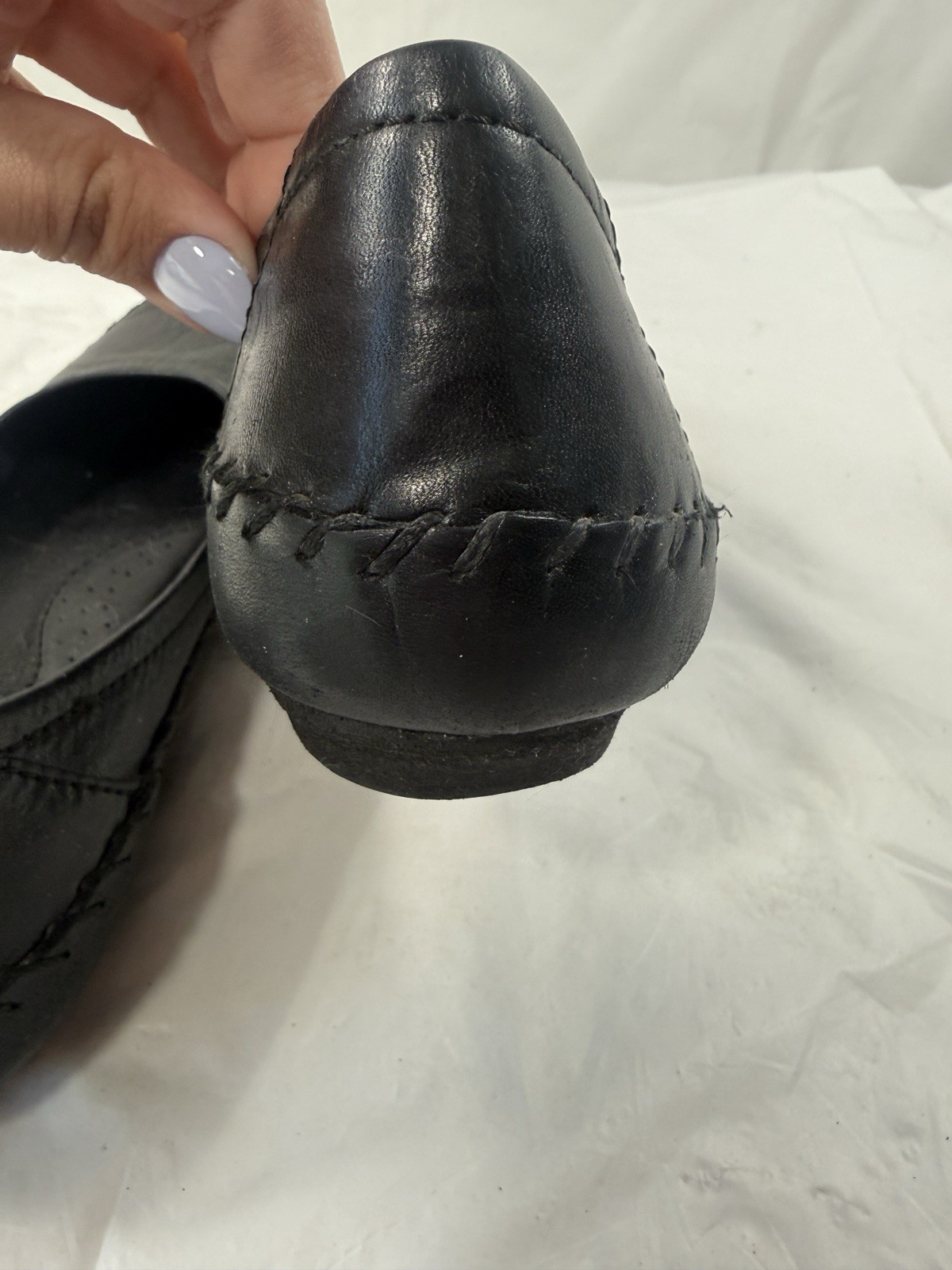 Born size 7.5 Black Leather ballet flats made in Mexico Artesian