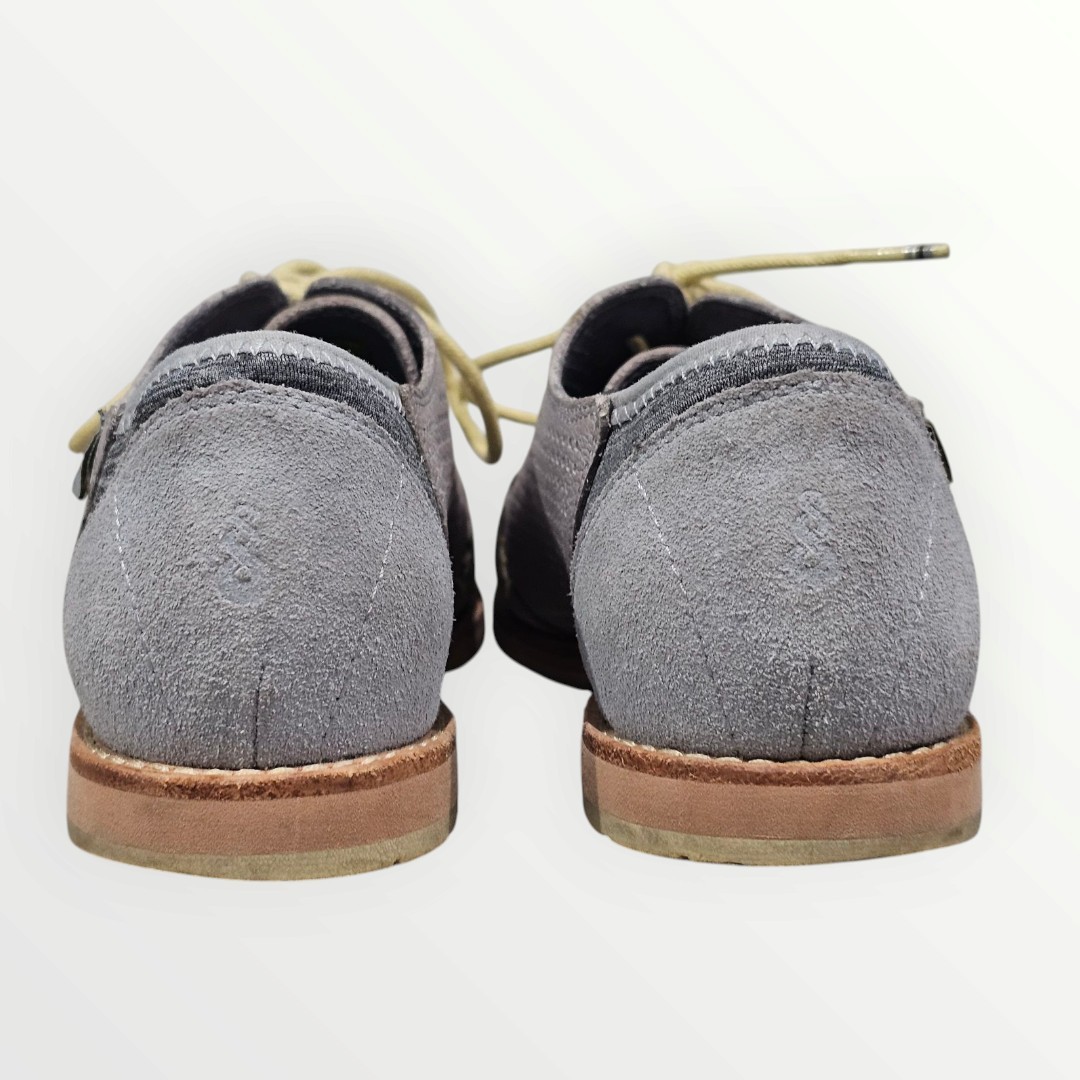 Ahnu Women Blue Gray Leather Suede Perforated Lace Up Oxfords 7M