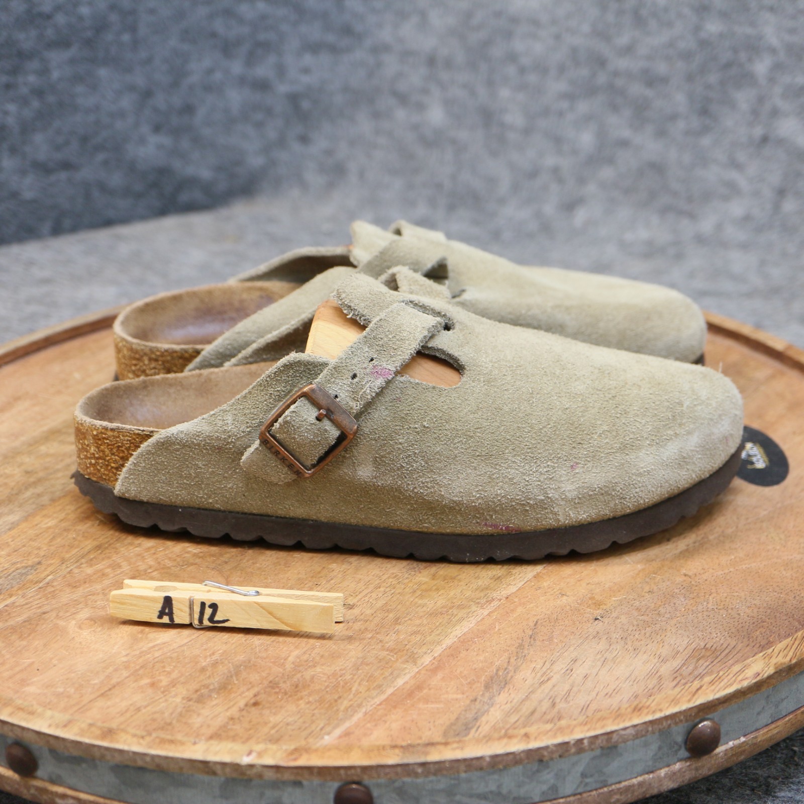 Birkenstock Boston Soft Footbed Taupe Suede Leather Clogs Womens 36 US 5 Narrow