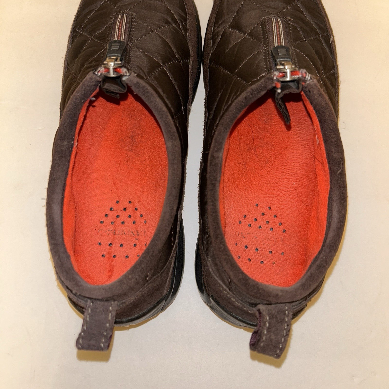 Lands End Women’s Sz 7.5 Brown Suede Hiking Walking Shoes Front Zip 86524