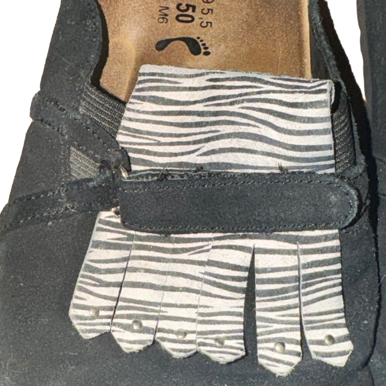Birkenstock Betula Clog Women’s 8 Narrow Black Zebra Kiltie Leather Slip On Shoe