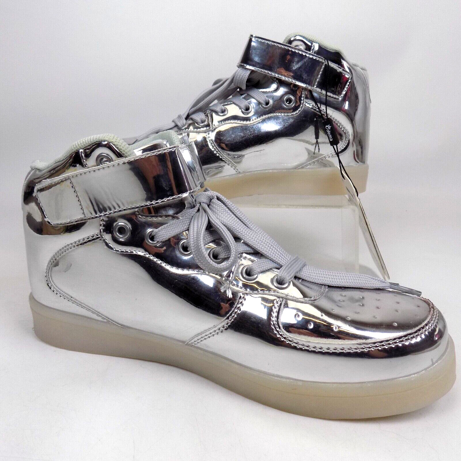 NEW! Odema LED Shoes High Top Sneaker Women’s Shoes Size 10.5 Med, Silver