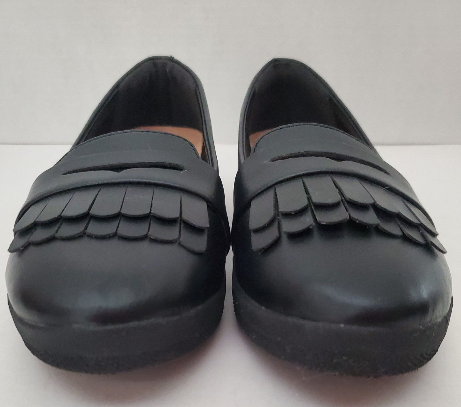 Fitflop Vianne Superskate Black Fringey Sneaker Penny Loafers Supercomff Size 6