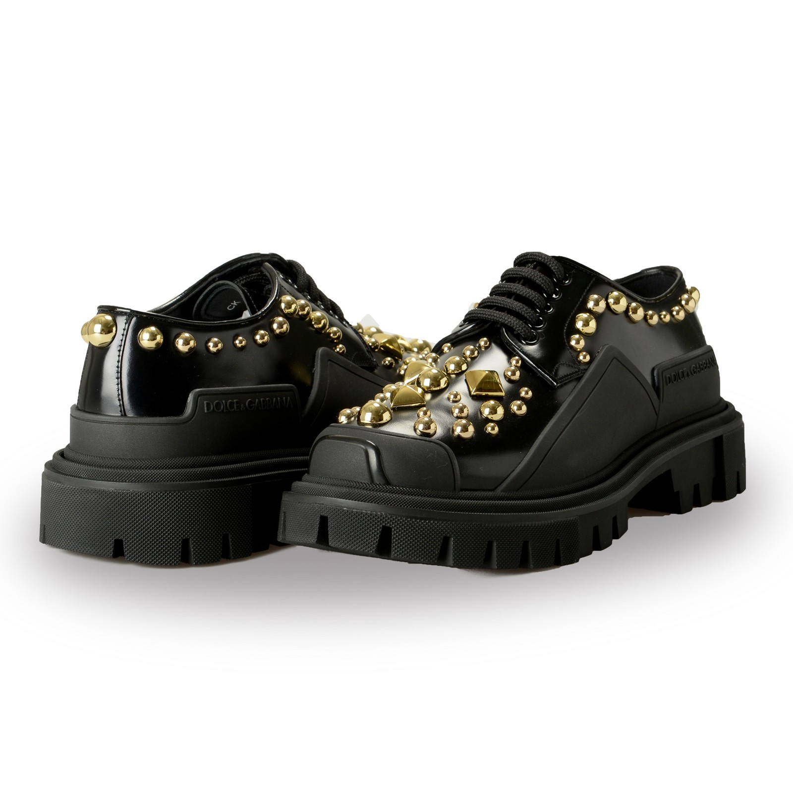 Dolce & Gabbana Women’s 100% Leather Metal Studs Oxfords Shoes US 10 IT 40