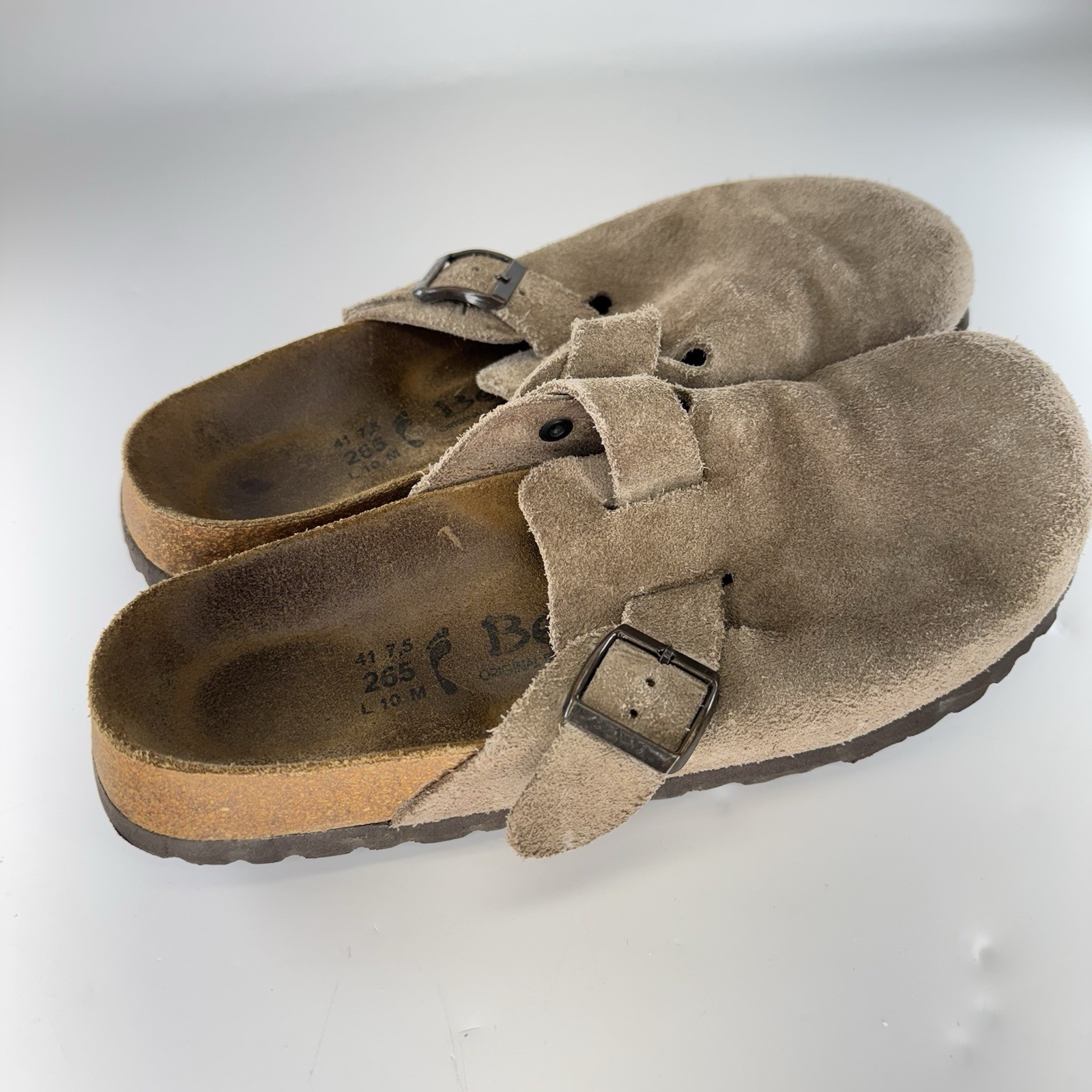 Birkenstock Betula Boston Clogs Beige Taupe Suede Leather Euro 41 US Women’s