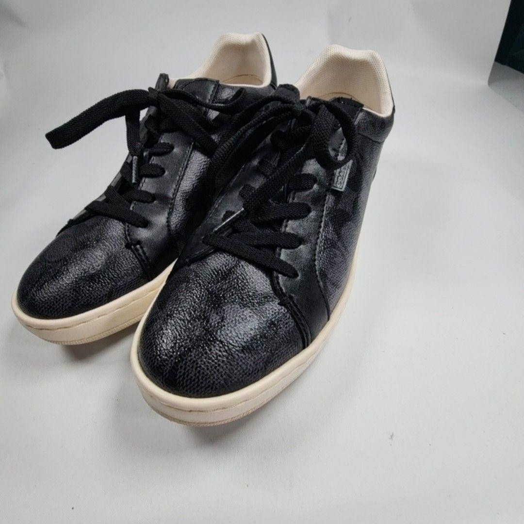 Coach Signature Shoes Womens Size 8.5 Black Casual Walking Sneakers Comfort