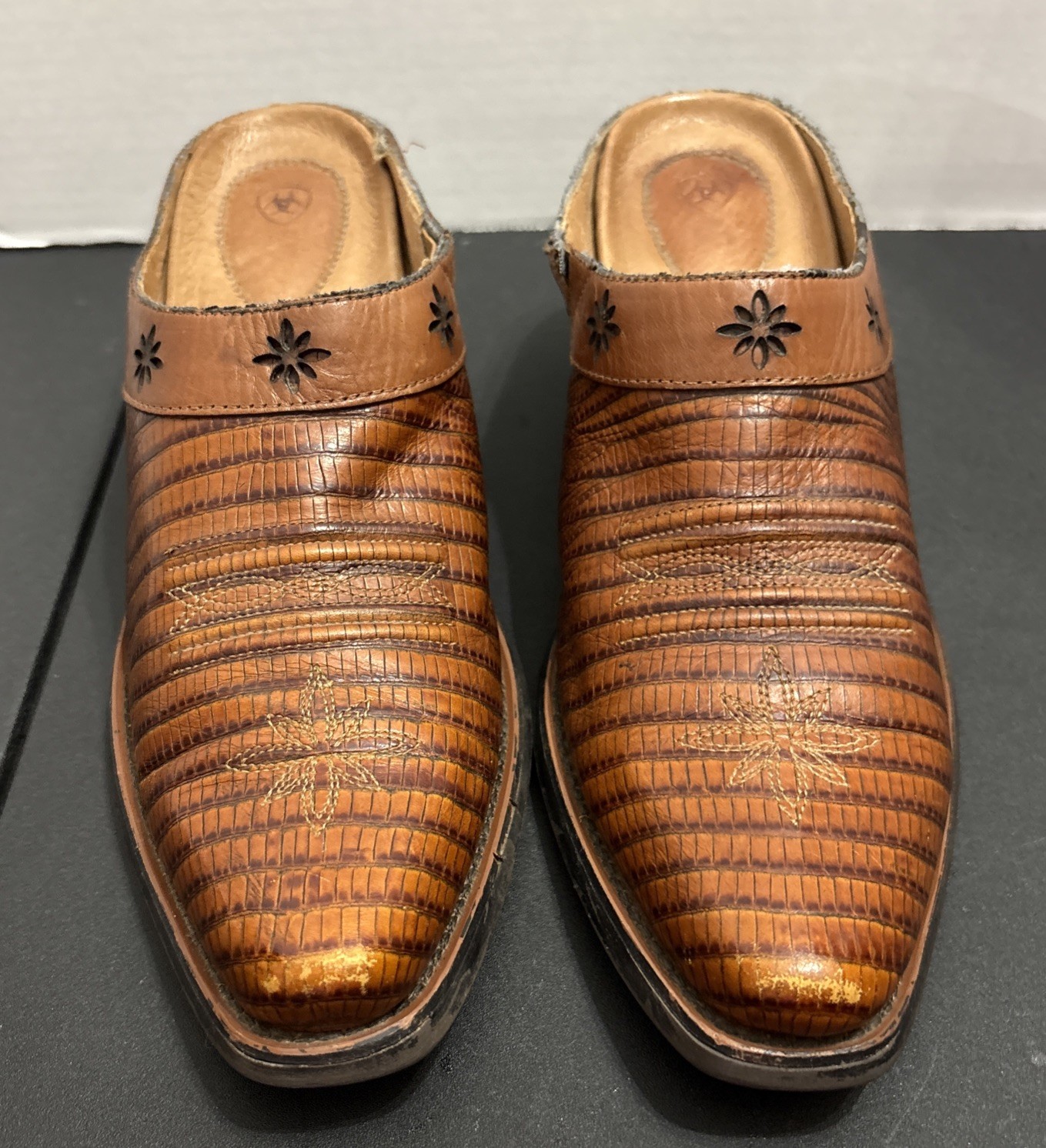 ARIAT Dessert Stars Moc Cognac Leather Cowboy Western Clogs Mules #13397 Sz 8B