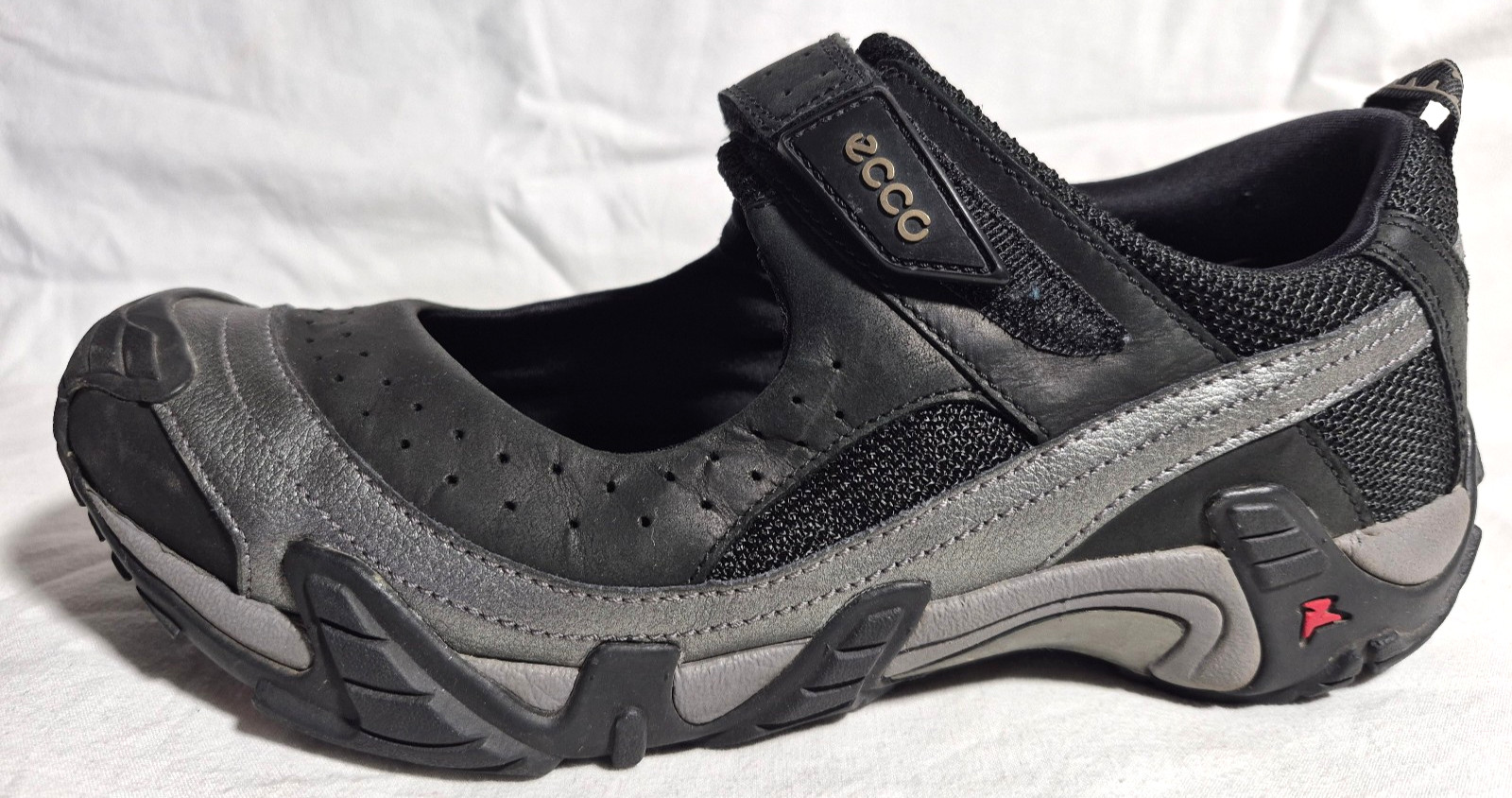 ECCO Women’s Black Grey Mary Jane Receptor Comfort Sandals Shoes US 8-8.5 EU 39L