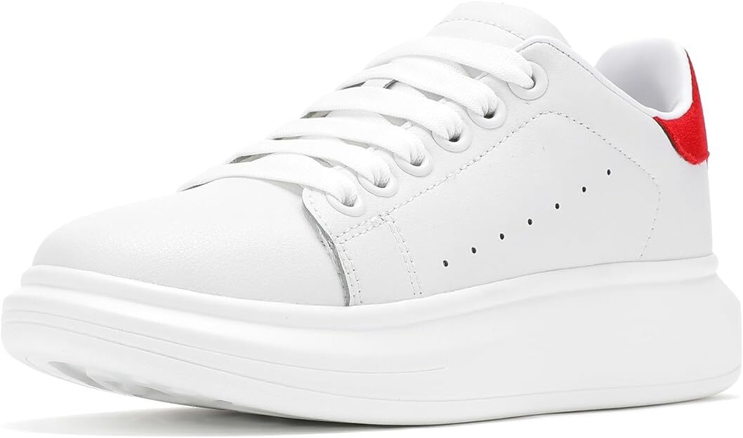 New Endostar White Faux Leather Sneakers Shoes Women – Vibrating Massage Insoles