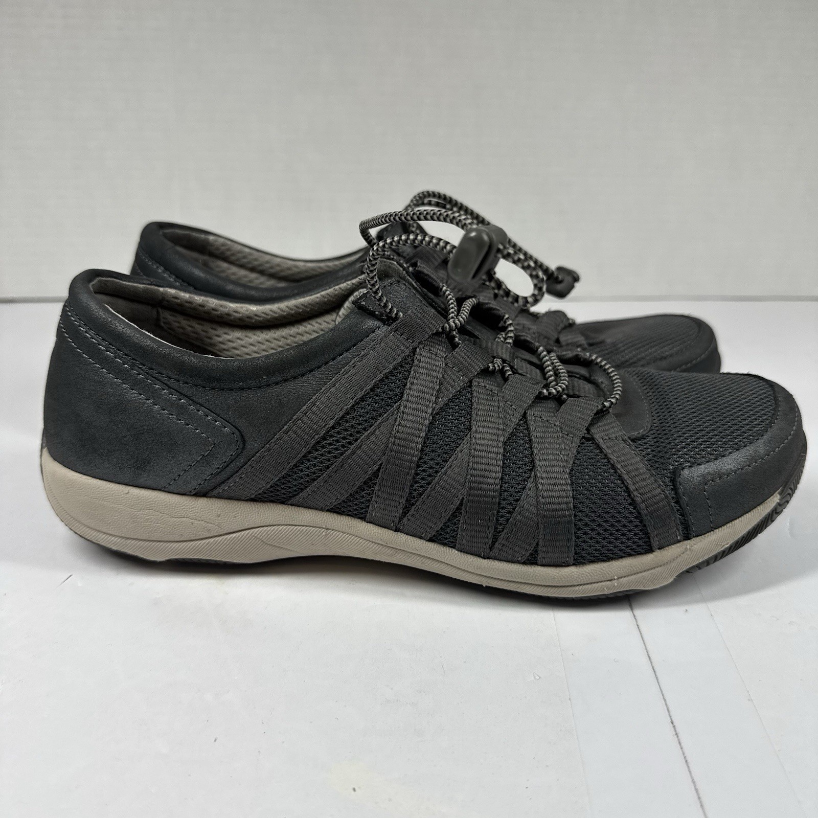 Dansko Shoes Womens 39W Honor Sporty Drawstring Low Top Sneakers Metallic Gray