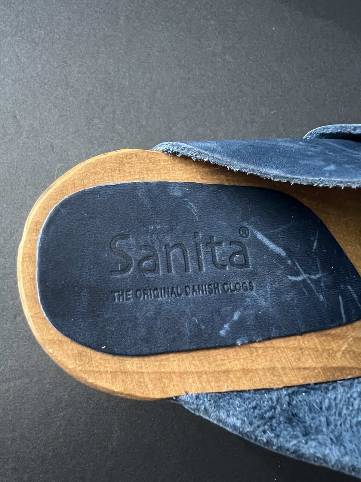 Sanita The Original Danish Clogs Blue Nubuck Open Back Clogs- Size41